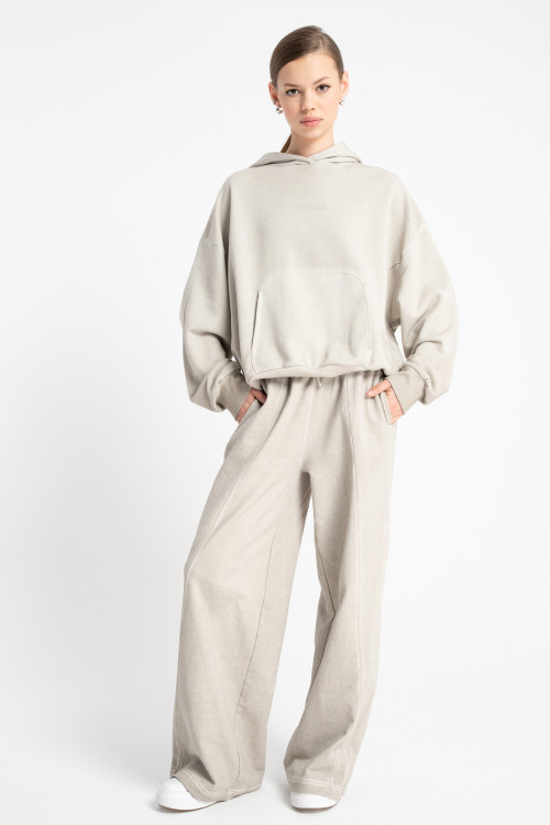 Beżowe spodnie dresowe WIDE LEG