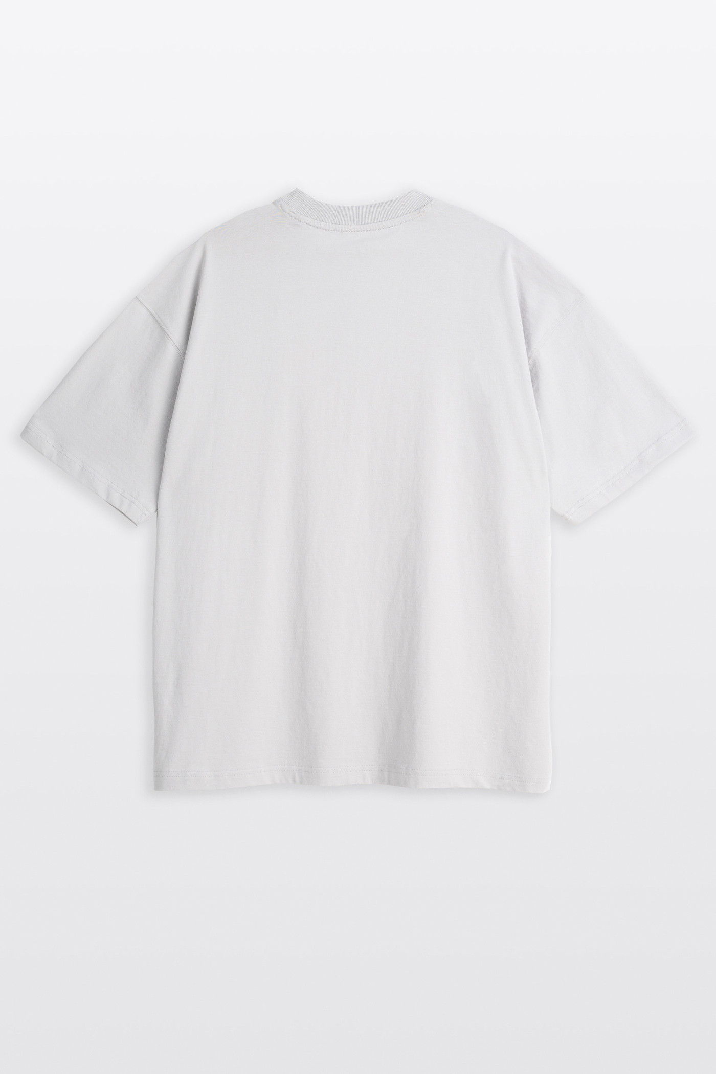 Jasnoszary t-shirt z autorską grafiką z przodu