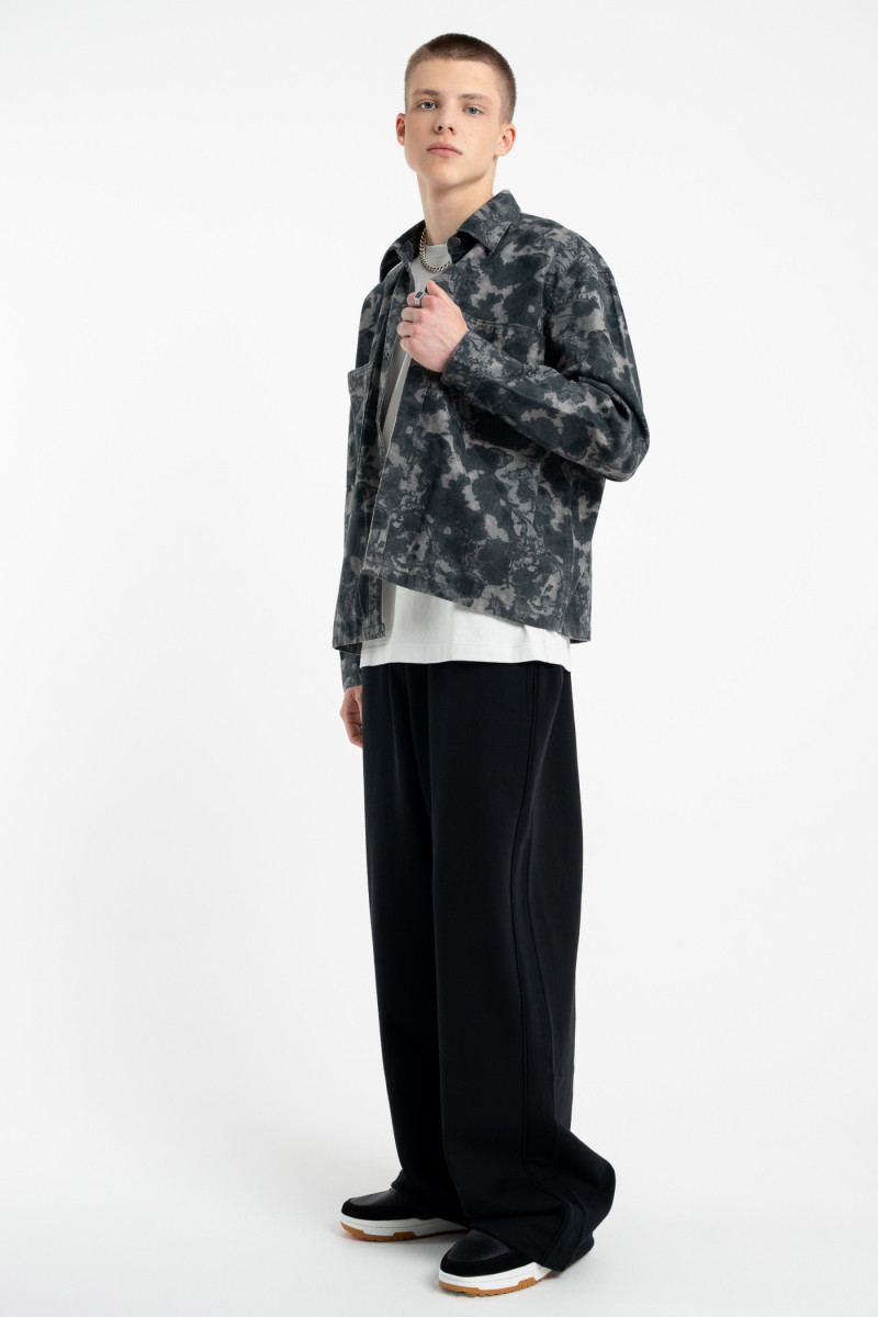 Jeansowa koszula BOXY z nadrukiem na całości