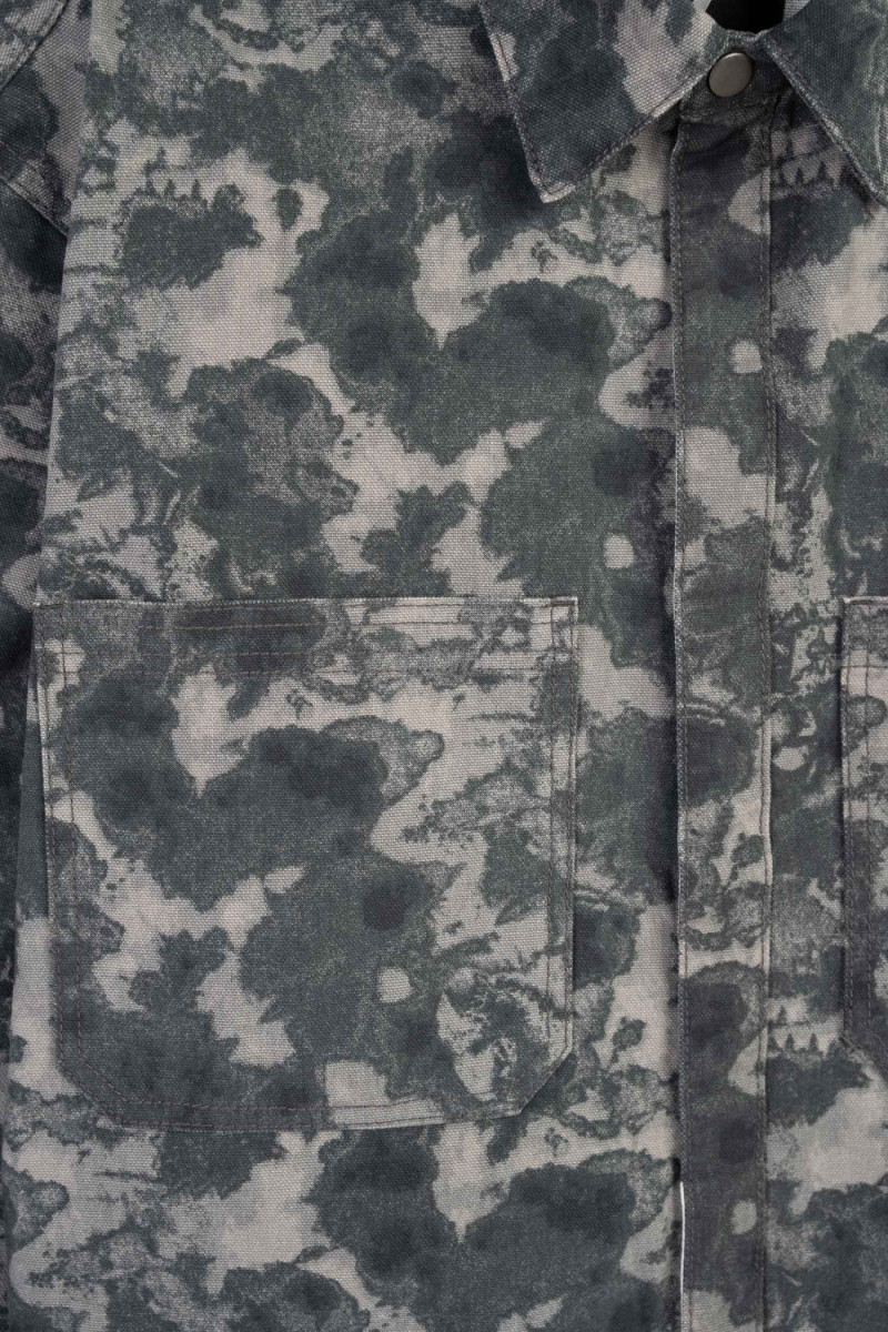 Jeansowa koszula BOXY z nadrukiem na całości