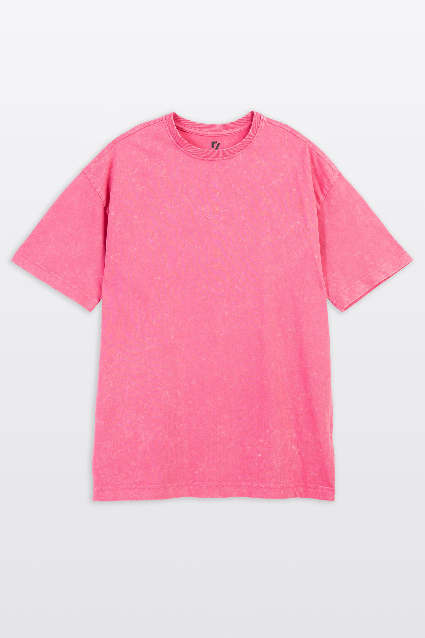 Różowy t-shirt z efektem sprania