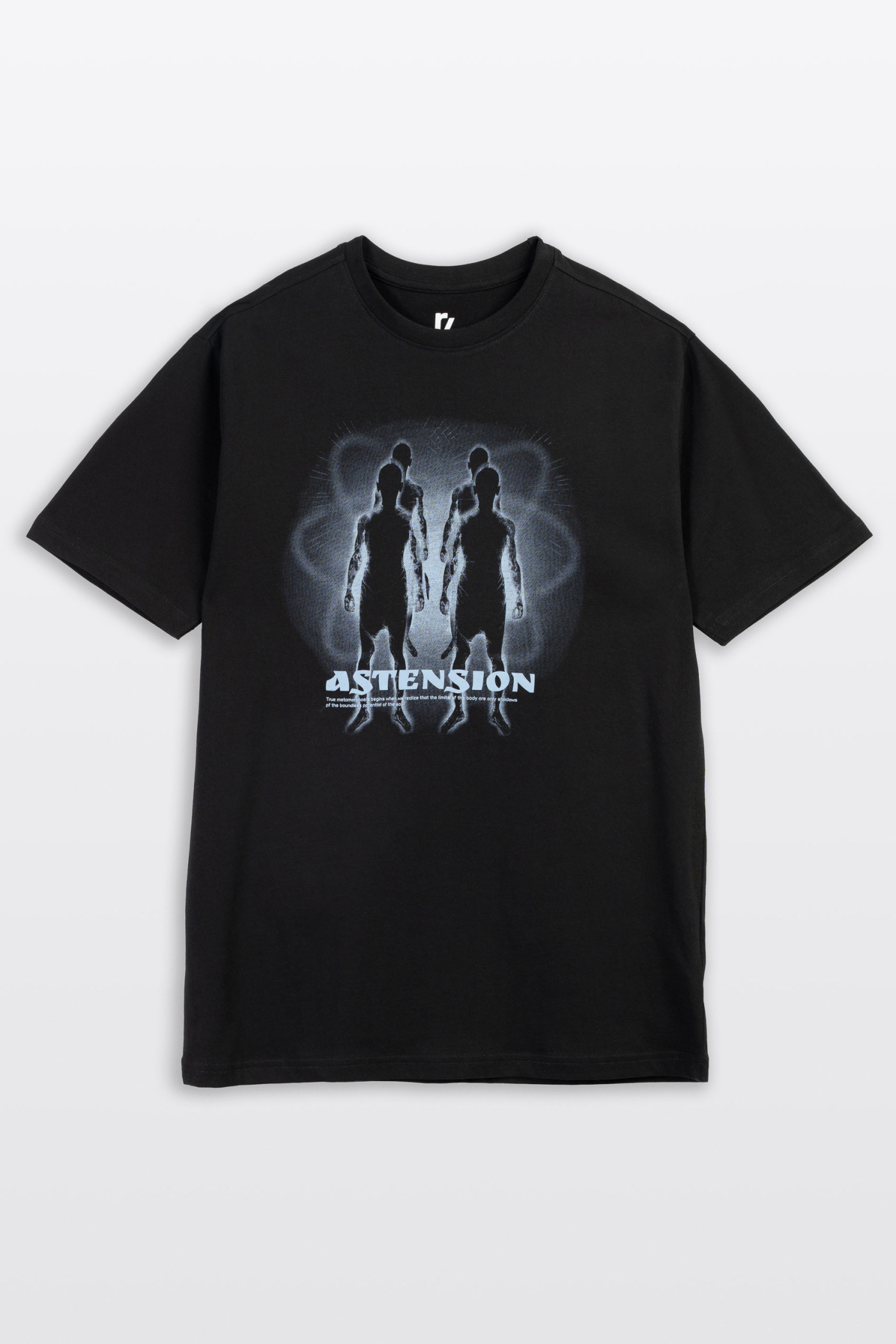 Czarny t-shirt z autorską grafiką z przodu
