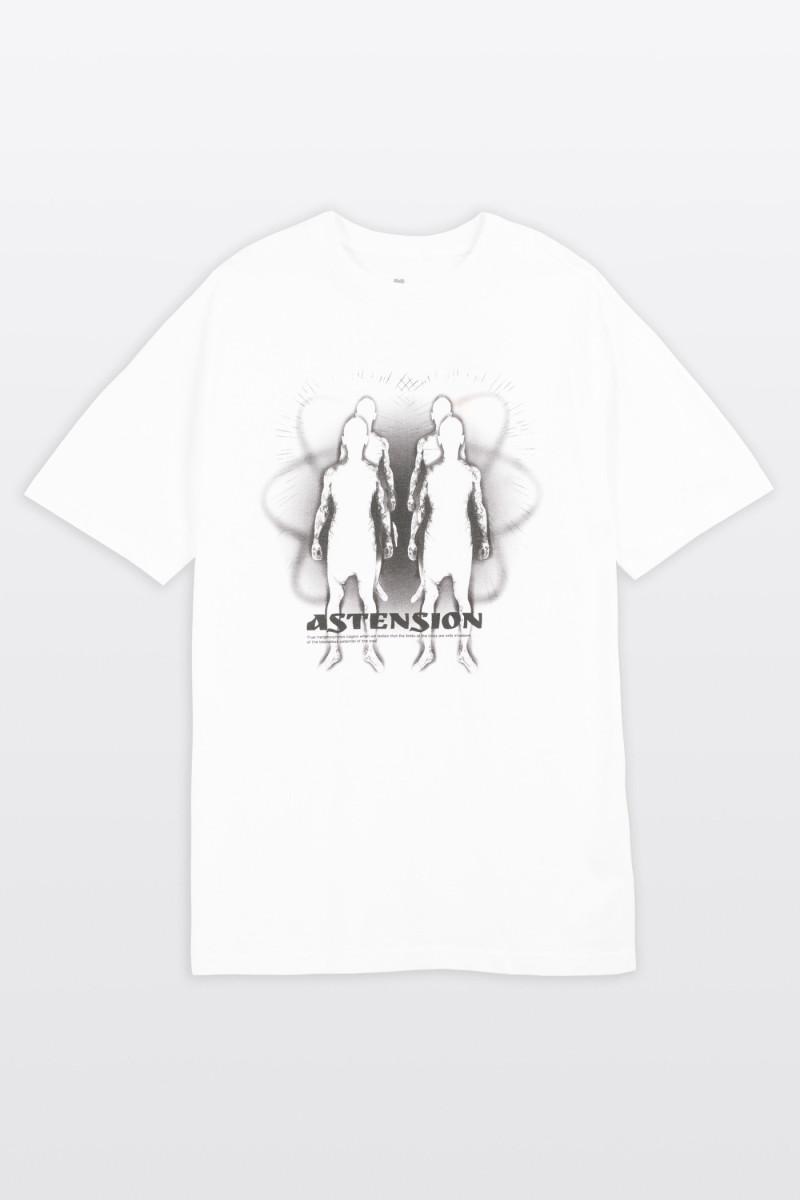 Biały t-shirt z autorską grafiką z przodu