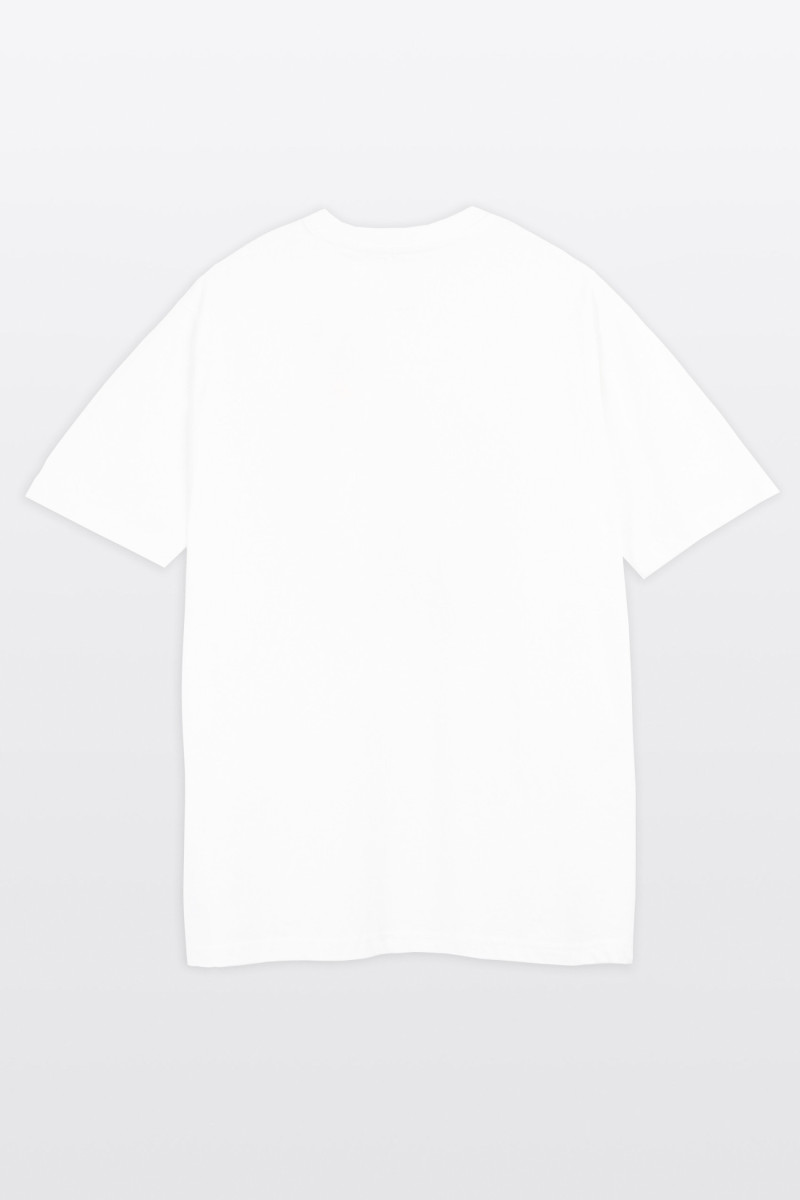 Biały t-shirt z autorską grafiką z przodu