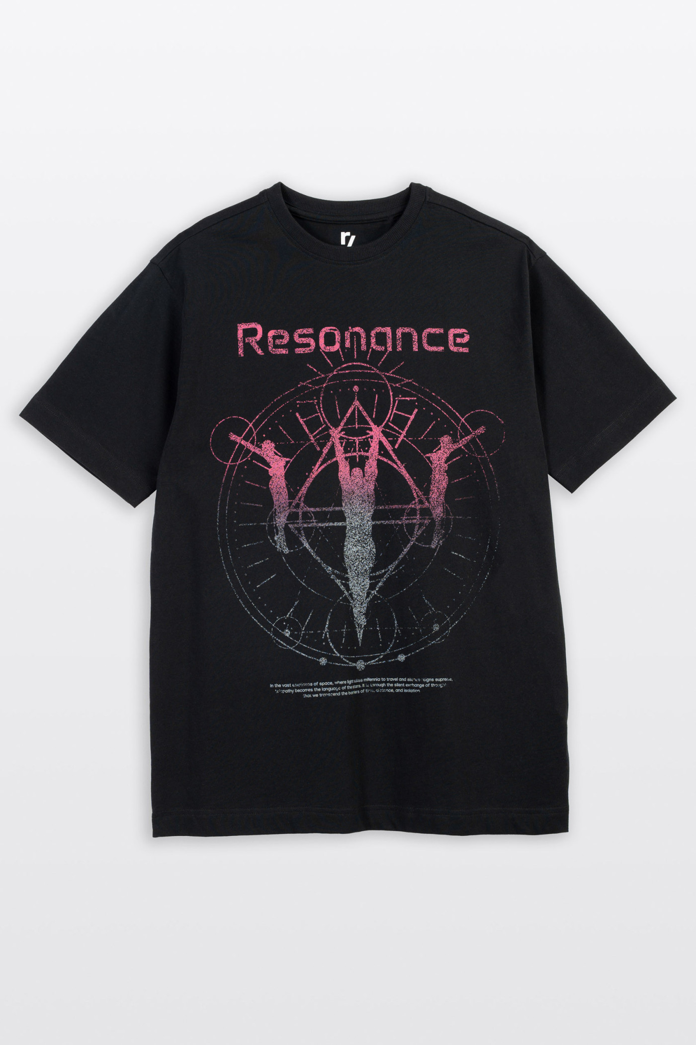 Czarny t-shirt z autorską grafiką z przodu