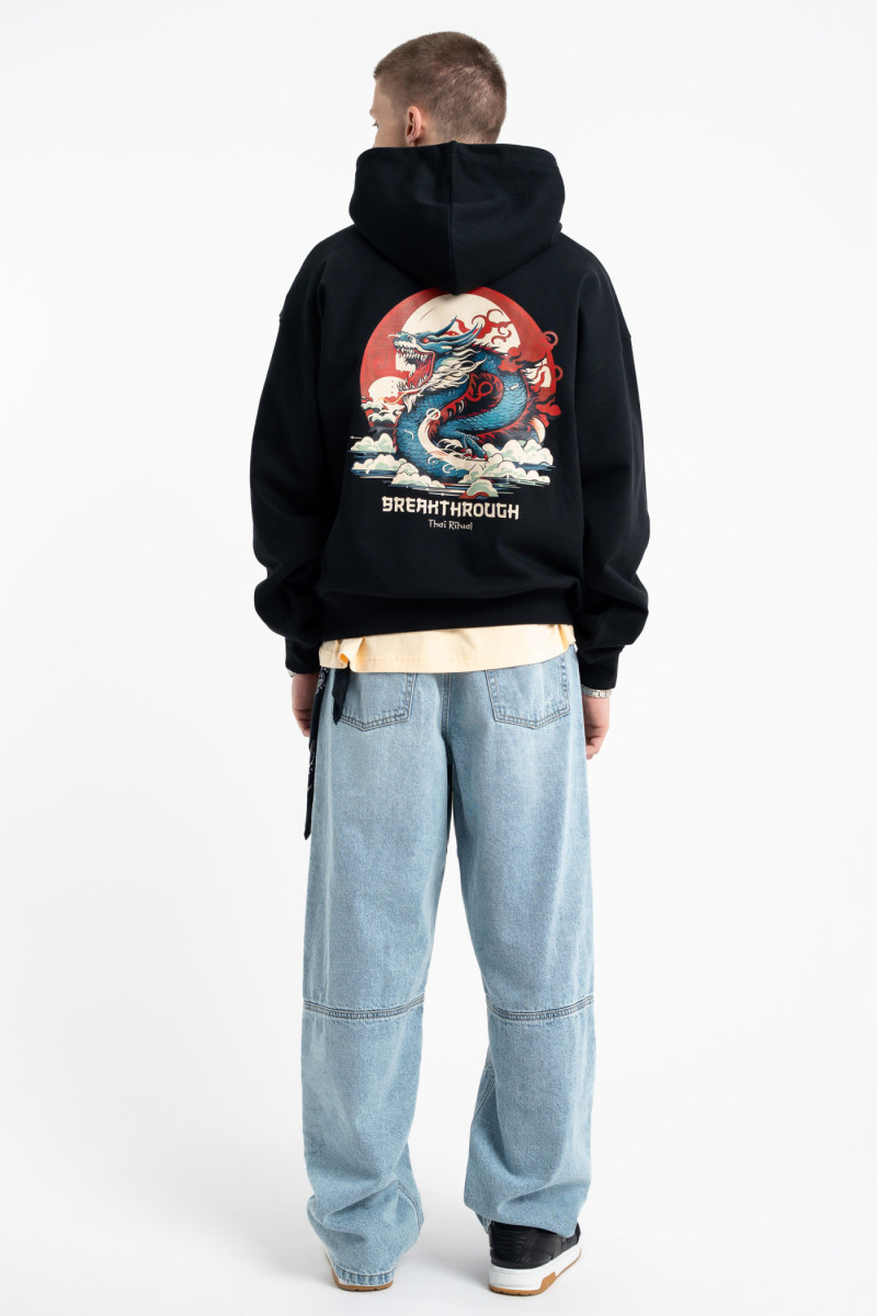 Czarna bluza z kapturem z autorską grafiką z tyłu, czarny