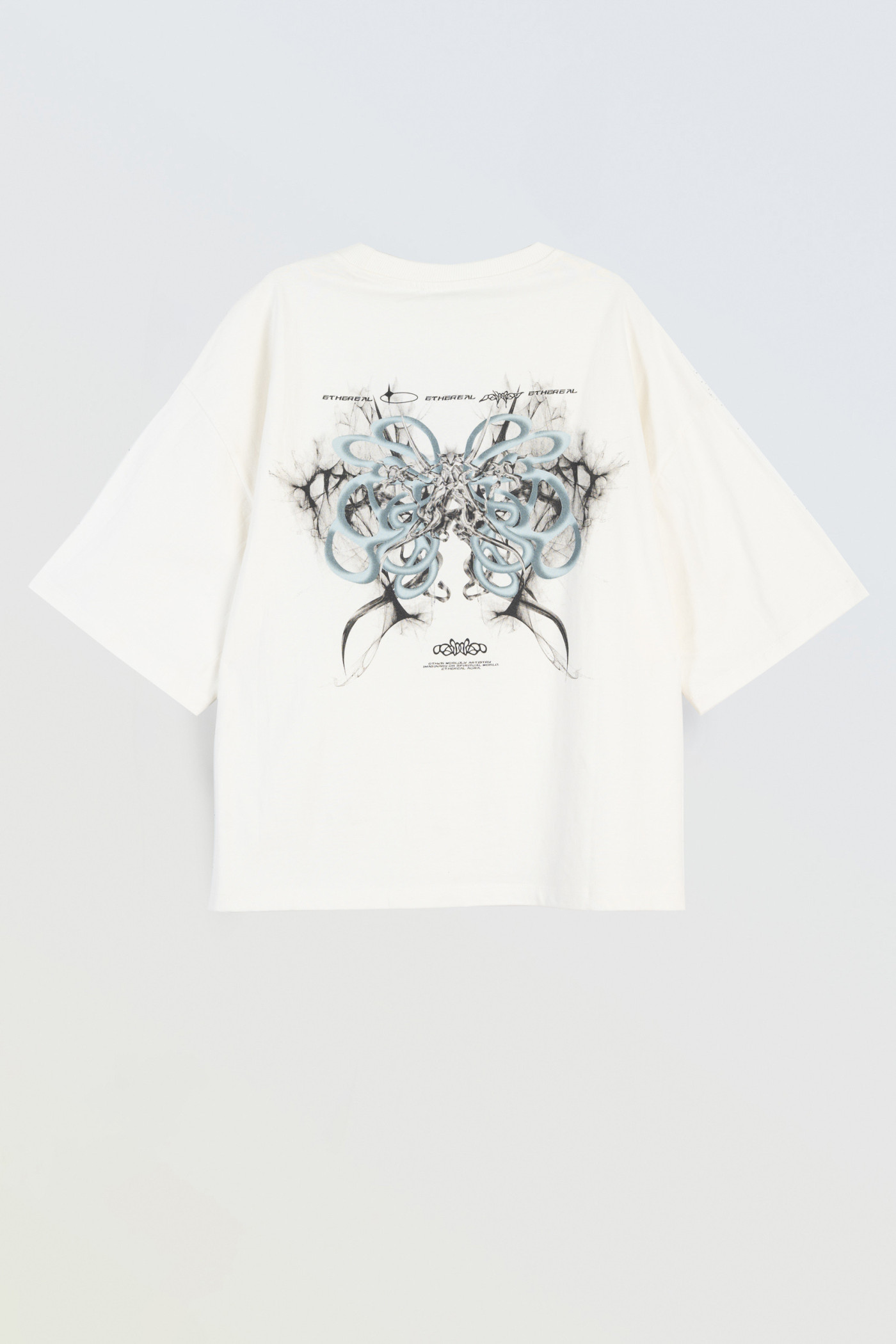 Biały t-shirt z autorską grafiką z tyłu