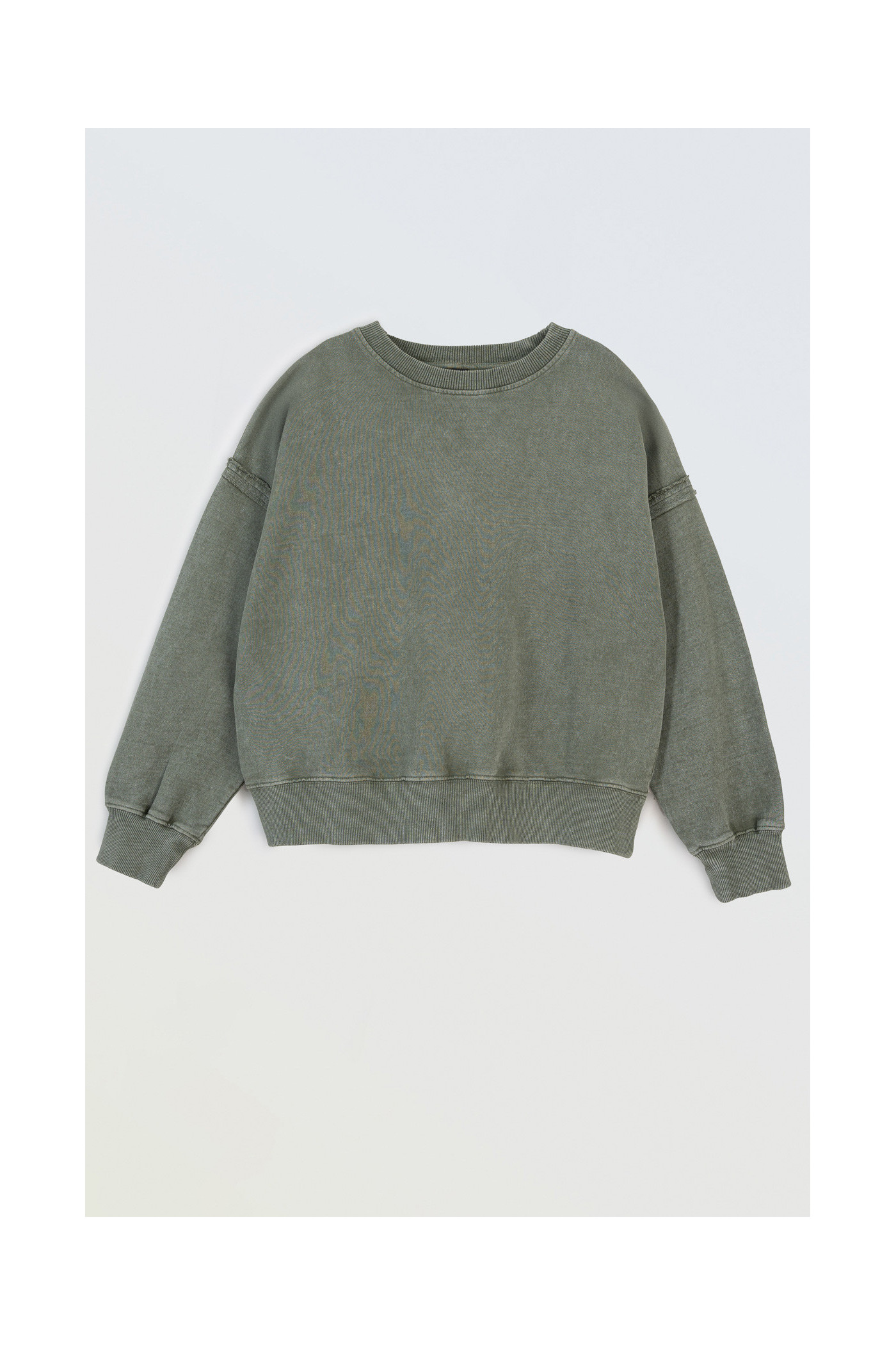 Khaki bluza BOXY bez kaptura z efektem sprania