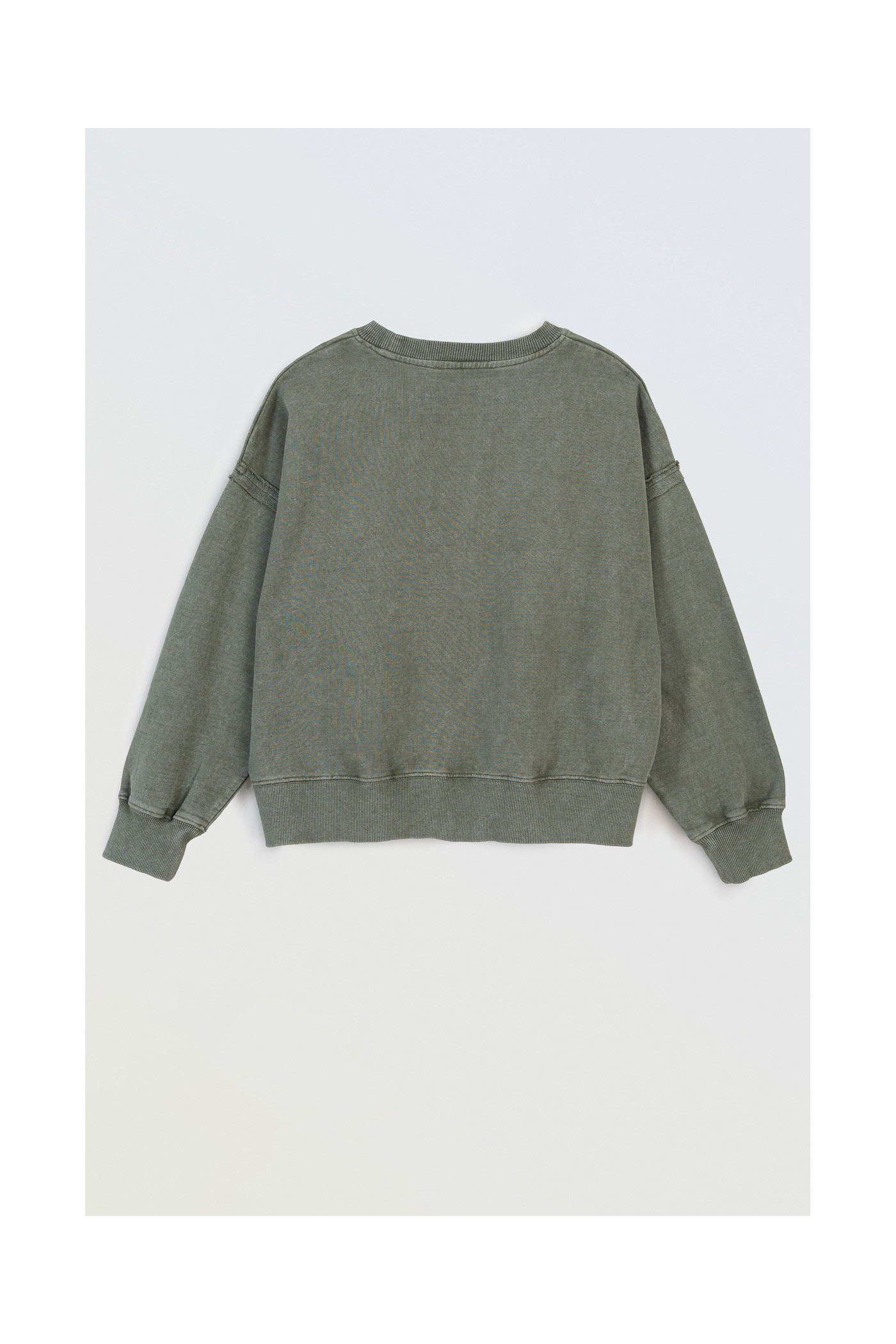 Khaki bluza BOXY bez kaptura z efektem sprania