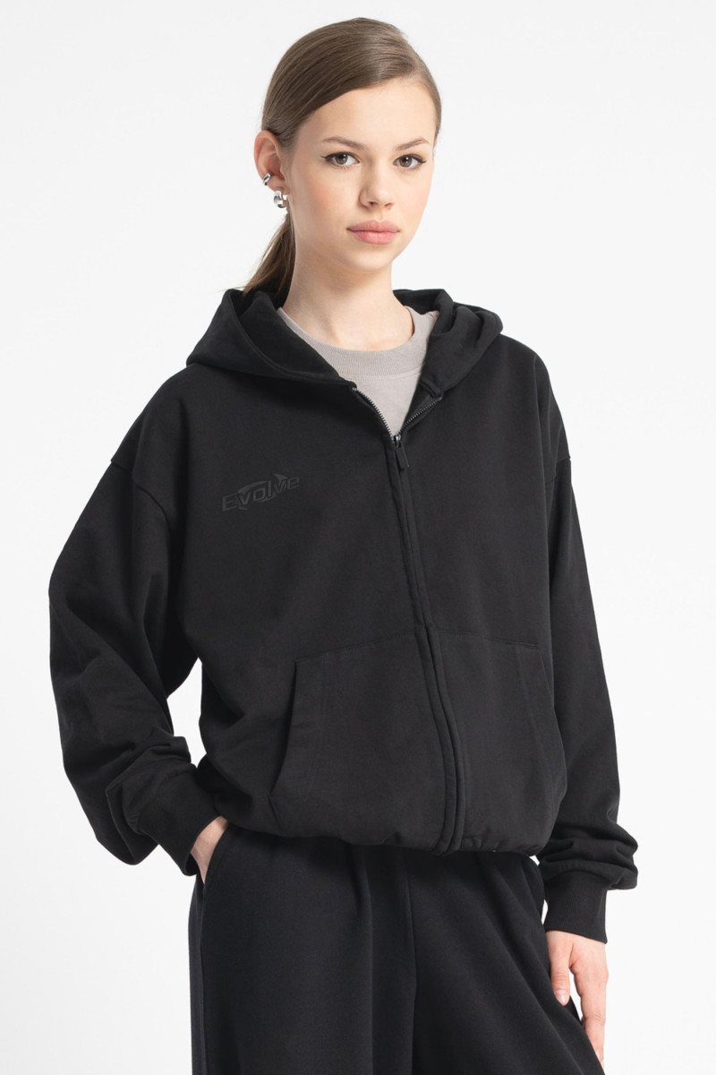 Czarna bluza REGULAR z kapturem z autorską grafiką z tyłu