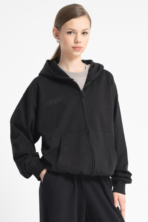 Czarna bluza REGULAR z kapturem z autorską grafiką z tyłu Czarna bluza REGULAR z kapturem z autorską grafiką z tyłu