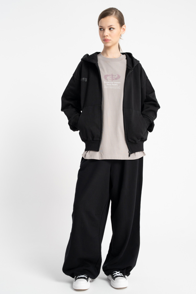 Czarna bluza REGULAR z kapturem z autorską grafiką z tyłu, czarny