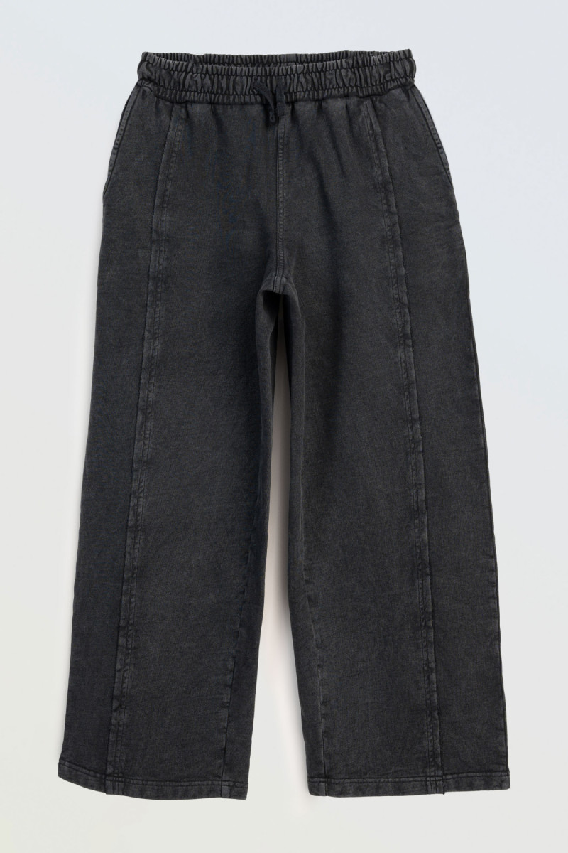 Ciemnoszare spodnie dresowe WIDE LEG z efektem sprania