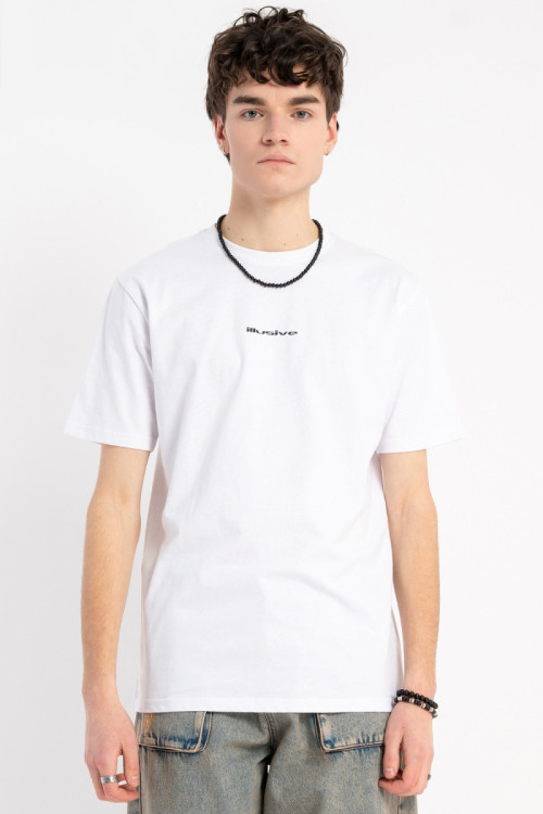 Biały t-shirt z autorską grafiką z tyłu