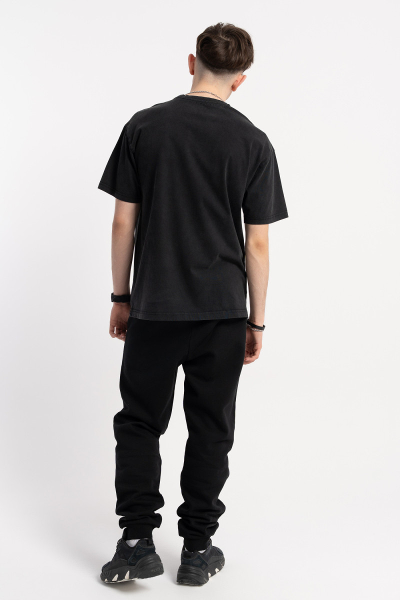 Czarny t-shirt z efektem sprania
