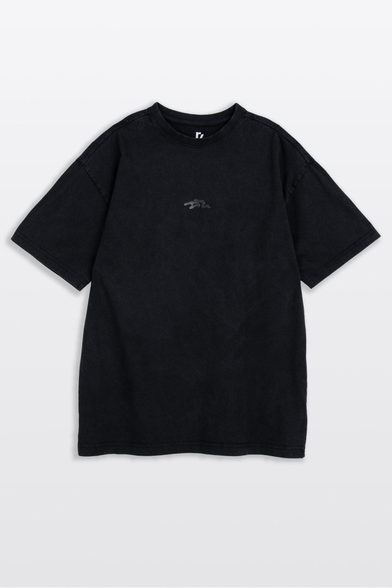 Czarny t-shirt z efektem sprania