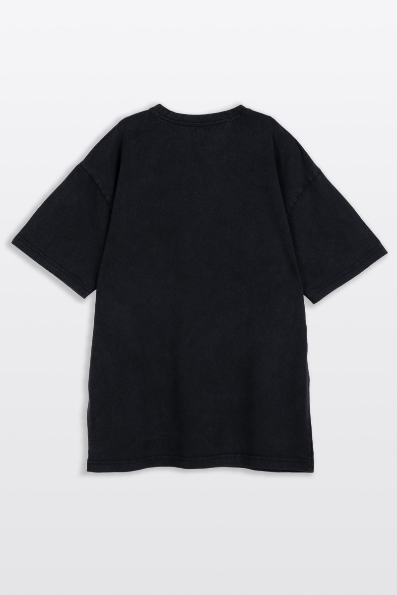 Czarny t-shirt z efektem sprania