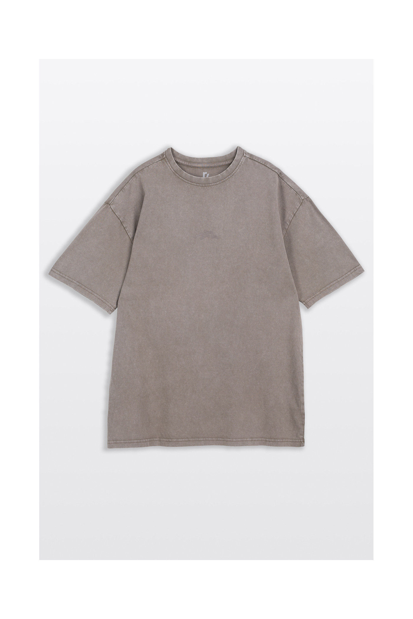 Beżowy t-shirt LOOSE z efektem sprania