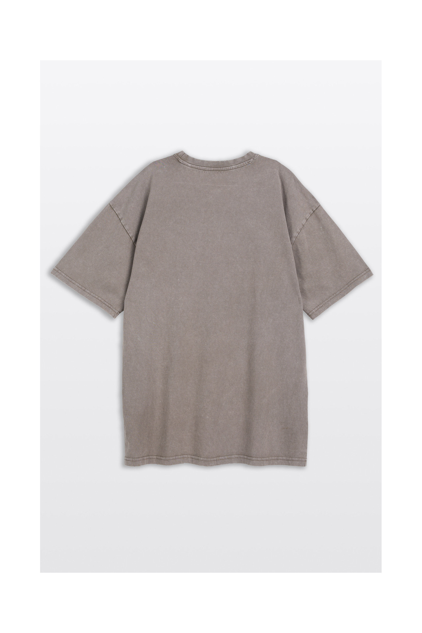 Beżowy t-shirt LOOSE z efektem sprania