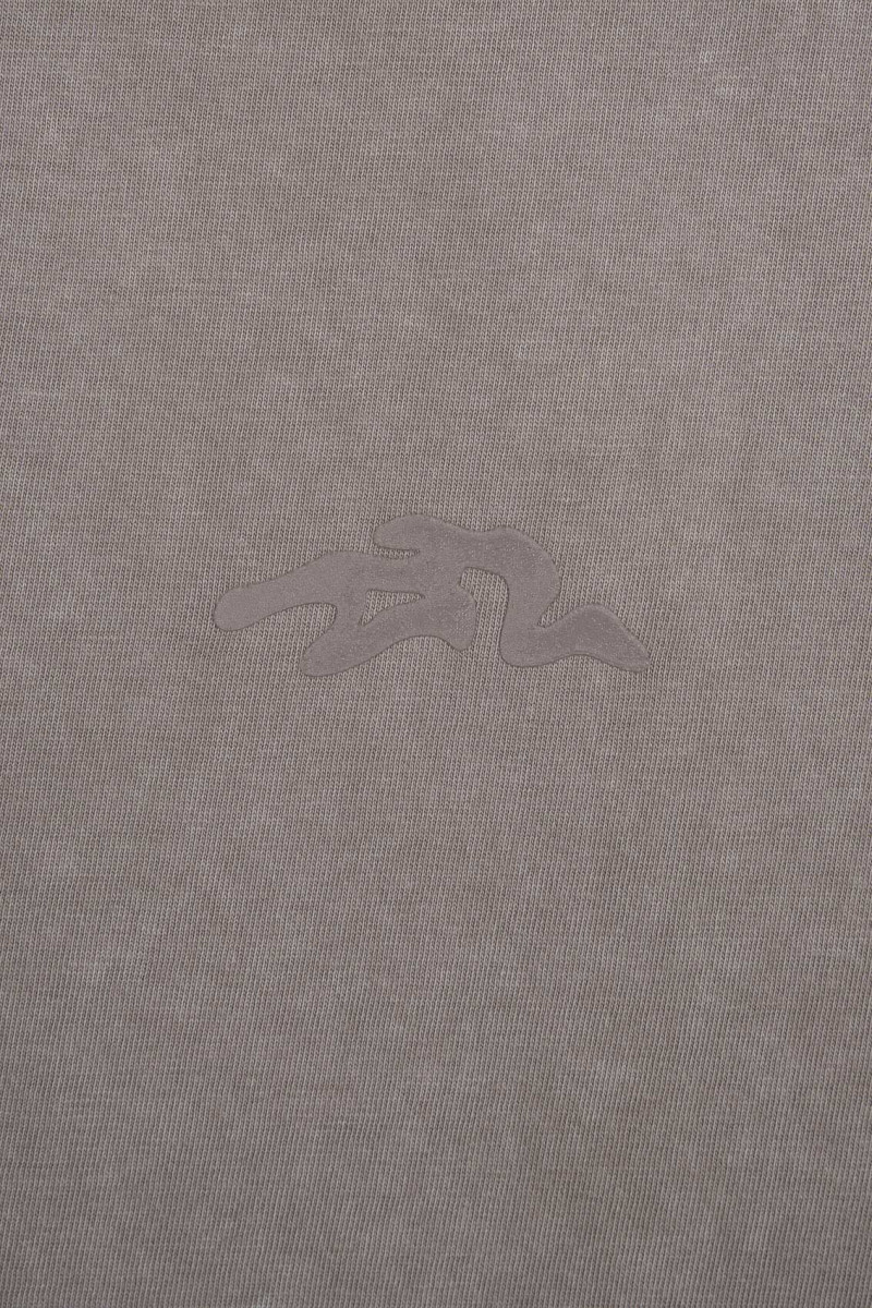 Beżowy t-shirt LOOSE z efektem sprania