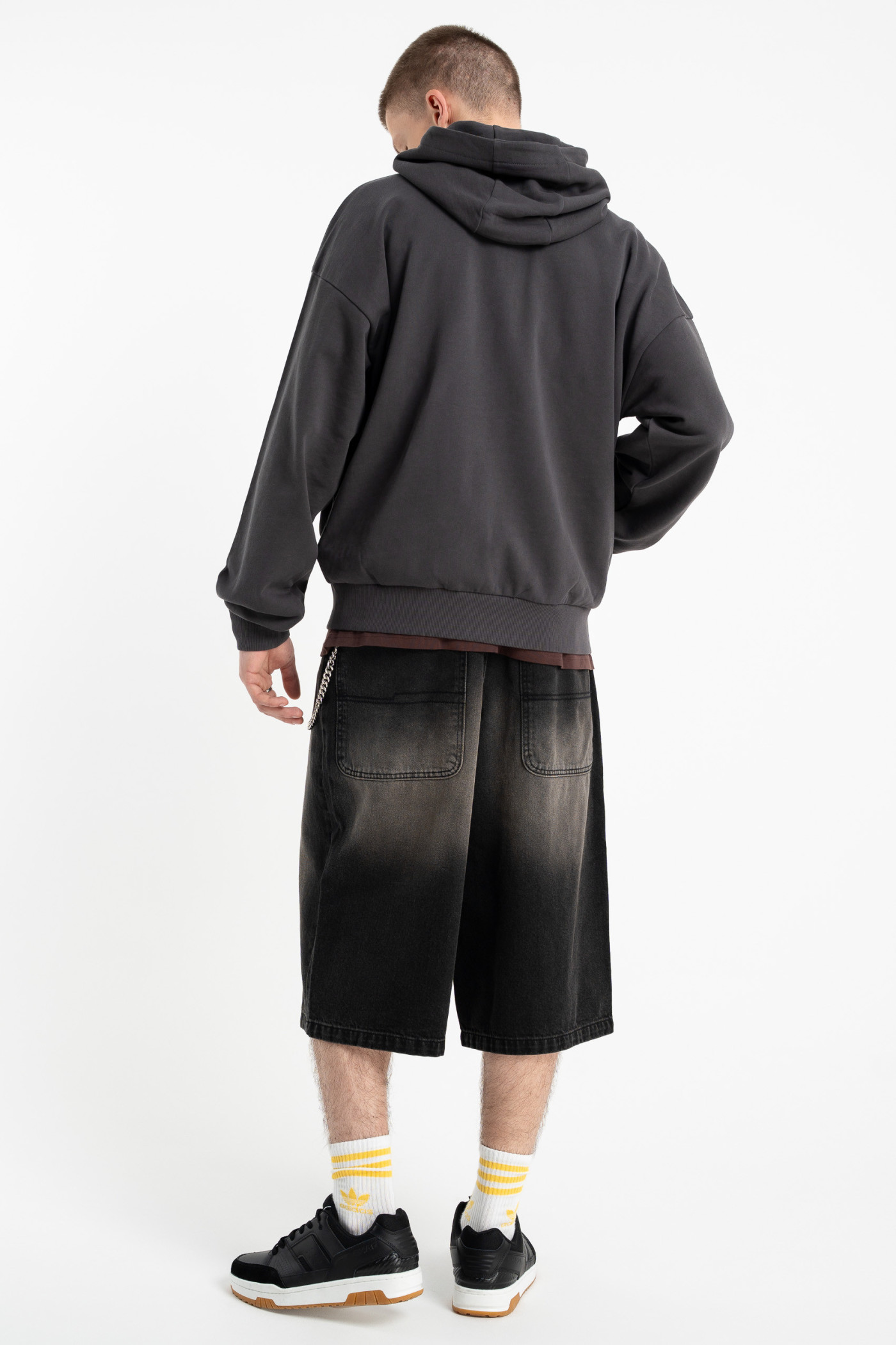 Ciemnoszara bluza BOXY z kapturem zapinana na zamek