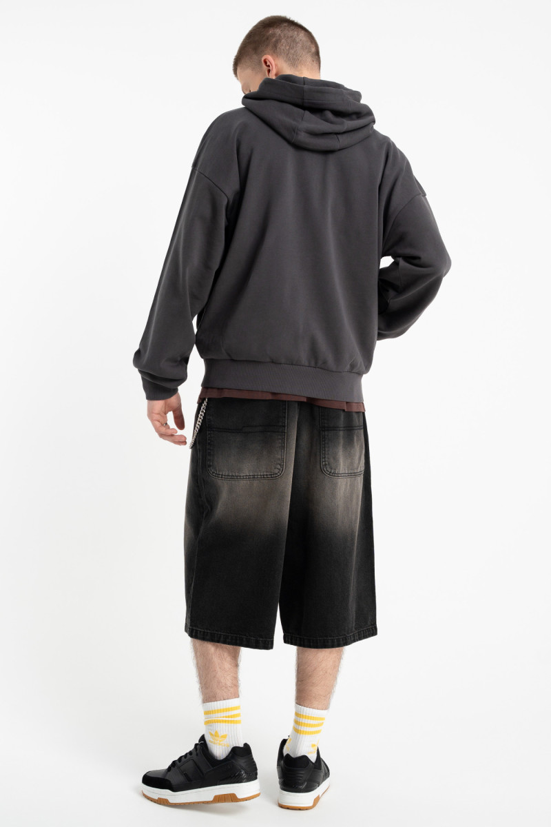 Ciemnoszara bluza BOXY z kapturem zapinana na zamek