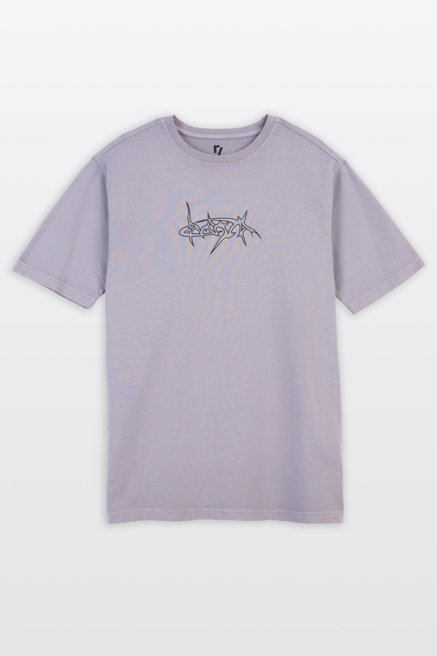 Jasnofioletowy t-shirt z autorską grafiką z przodu