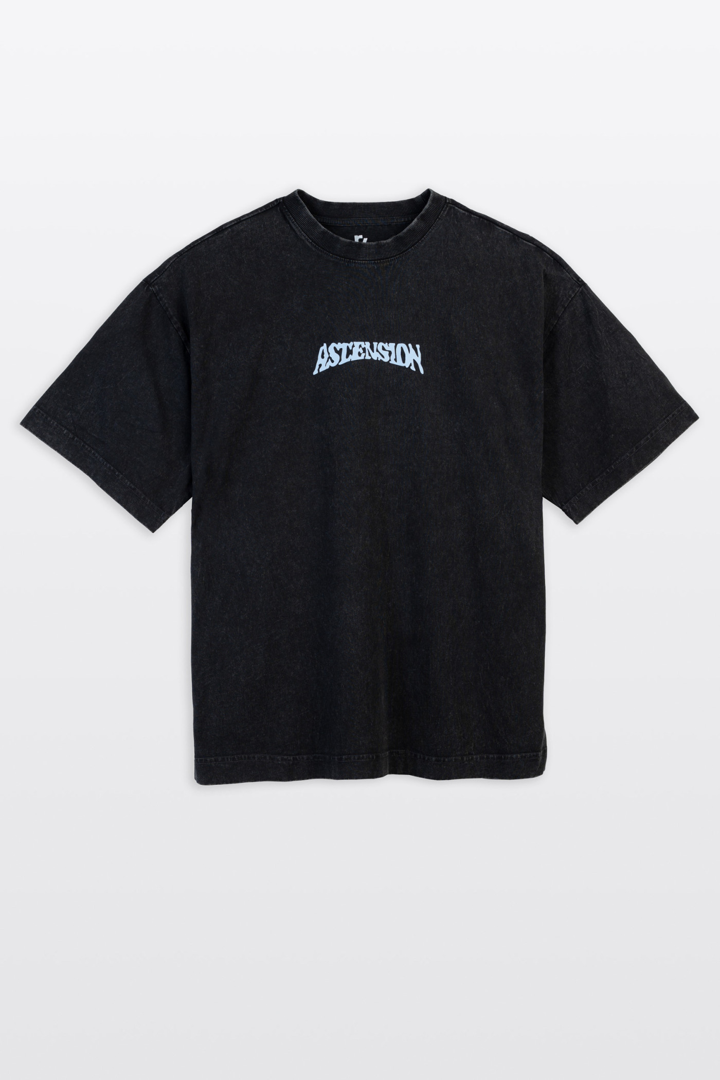 Czarny t-shirt BOXY z autorską nadrukiem z przodu
