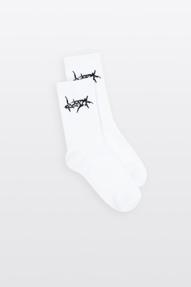 Biało-czarny zestaw skarpet z haftem 3-PAK, multikolor