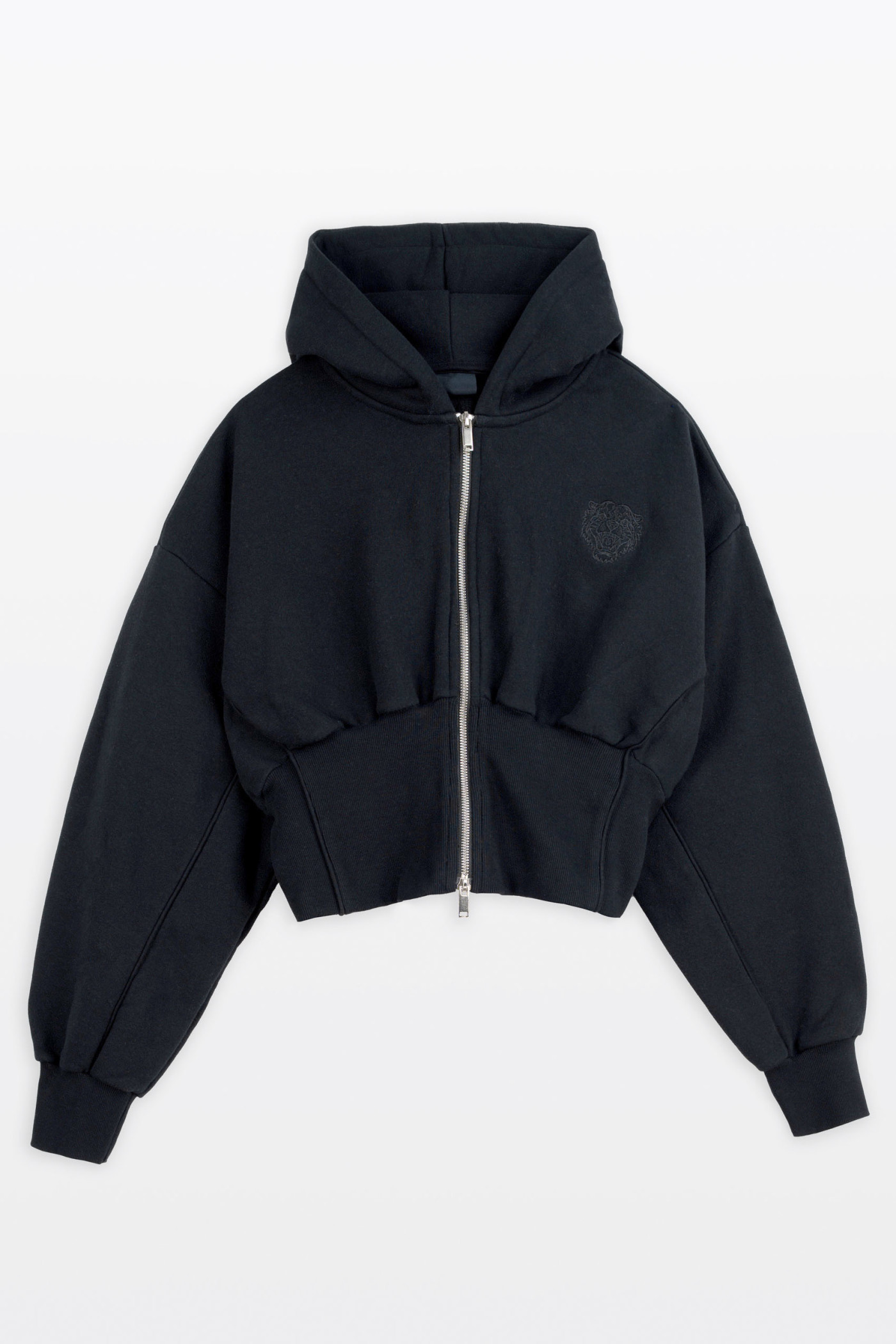 Czarna bluza BOXY z kapturem z podkreśloną talią