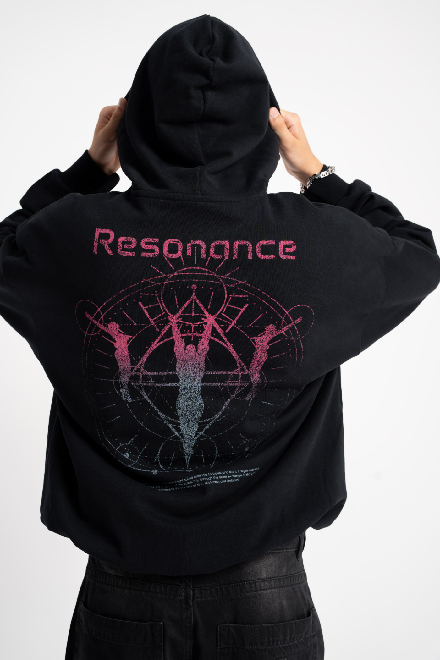 Czarna bluza REGULAR z kapturem z autorska grafiką z tyłu