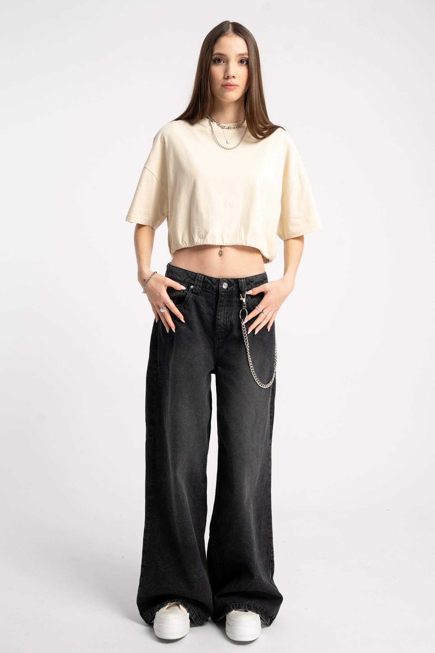 Czarne spodnie jeansowe WIDE LEG