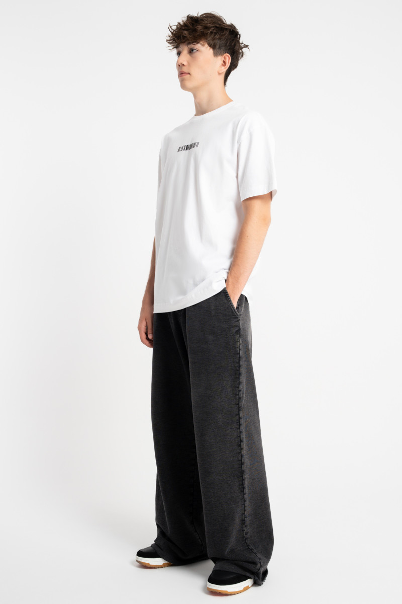 Ciemnoszare spodnie dresowe WIDE LEG z efektem sprania, ciemny szary