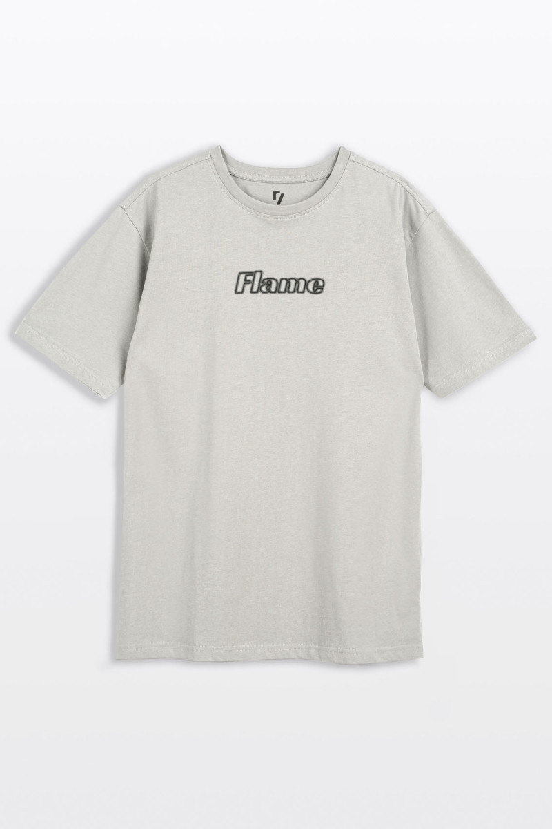 Jasnoszary t-shirt REGULAR z nadrukiem z przodu