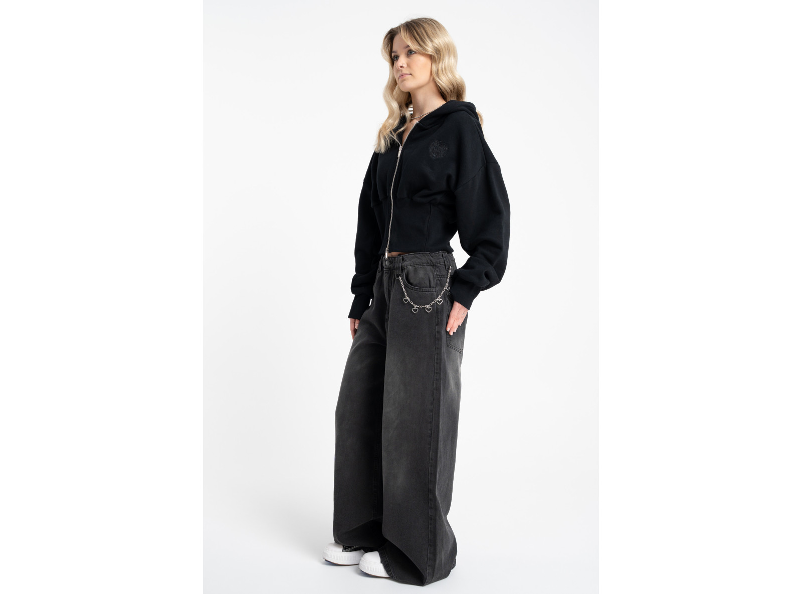 Czarne spodnie jeansowe WIDE LEG