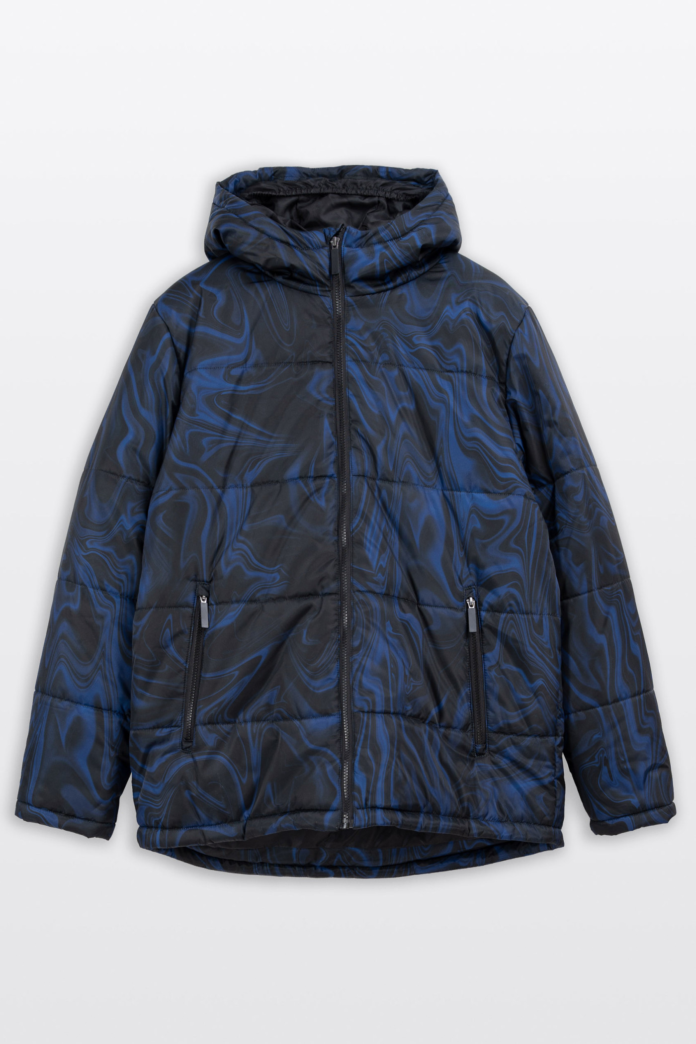 Pikowana kurtka ocieplana z kolorową grafiką na całości Pikowana kurtka ocieplana z kolorową grafiką na całości