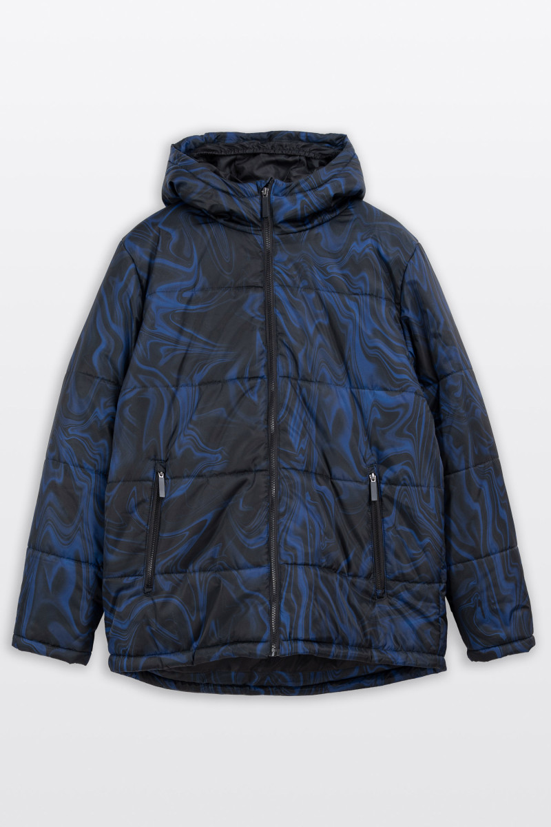 Pikowana kurtka ocieplana z kolorową grafiką na całości Pikowana kurtka ocieplana z kolorową grafiką na całości
