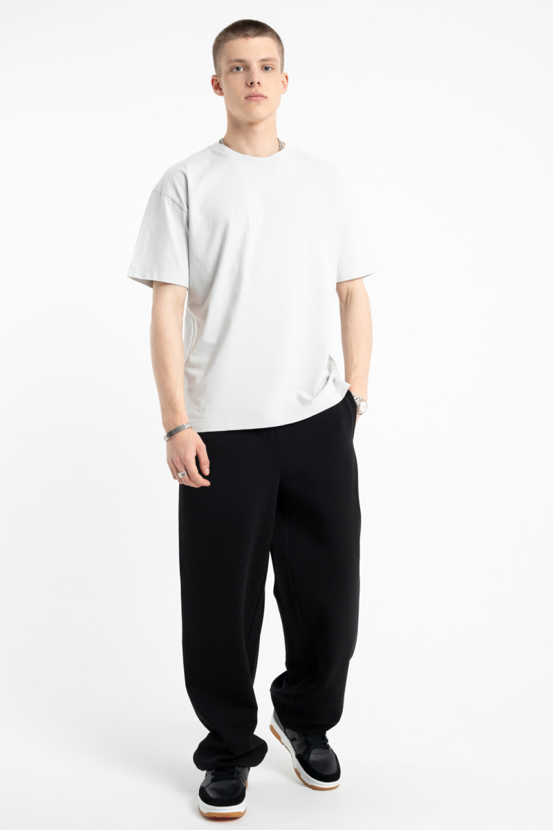 Jasnoniebieski t-shirt LOOSE z autorską grafiką z tyłu