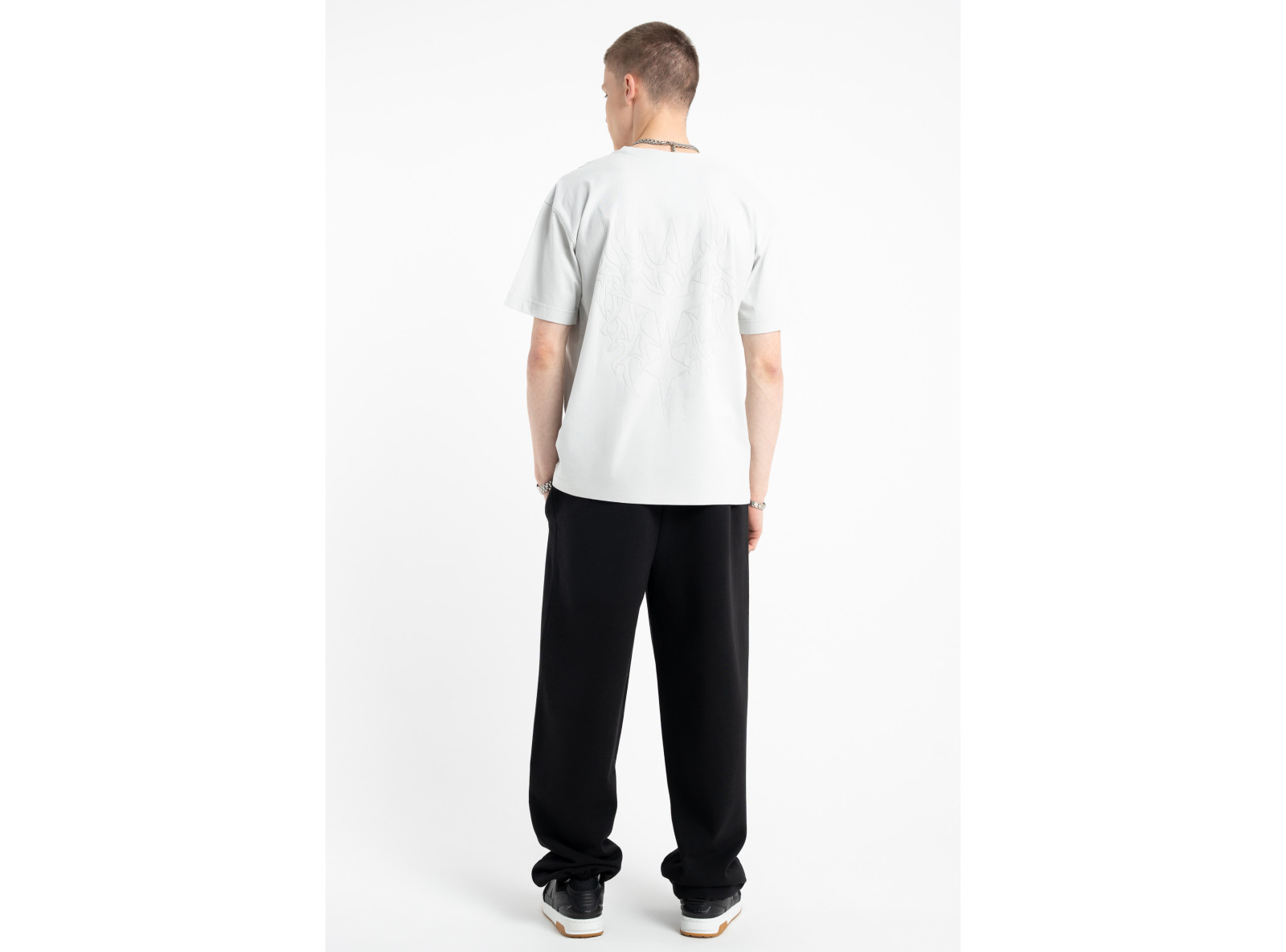 Jasnoniebieski t-shirt LOOSE z autorską grafiką z tyłu