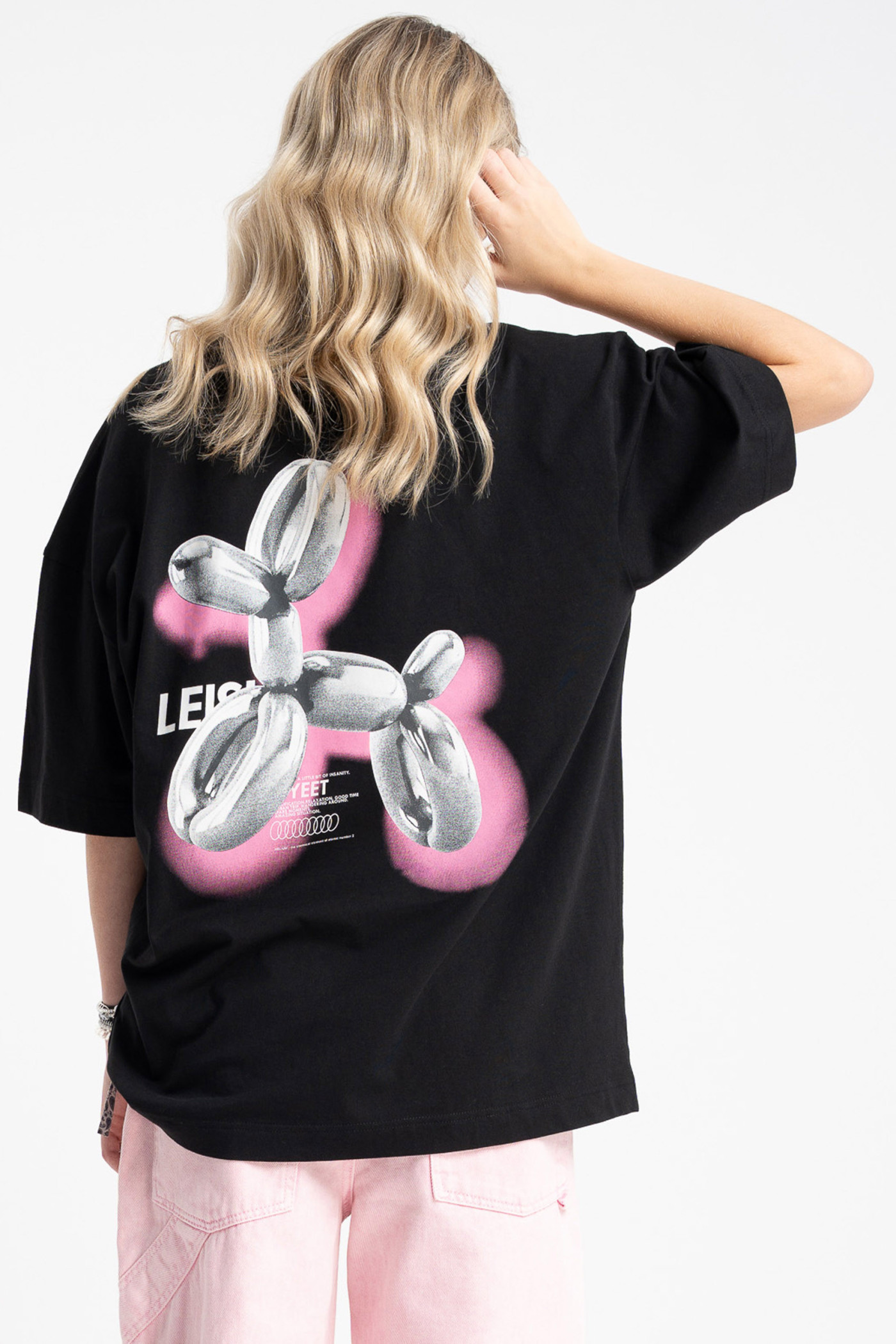 Czarny t-shirt OVERSIZE z autorską grafiką z tyłu