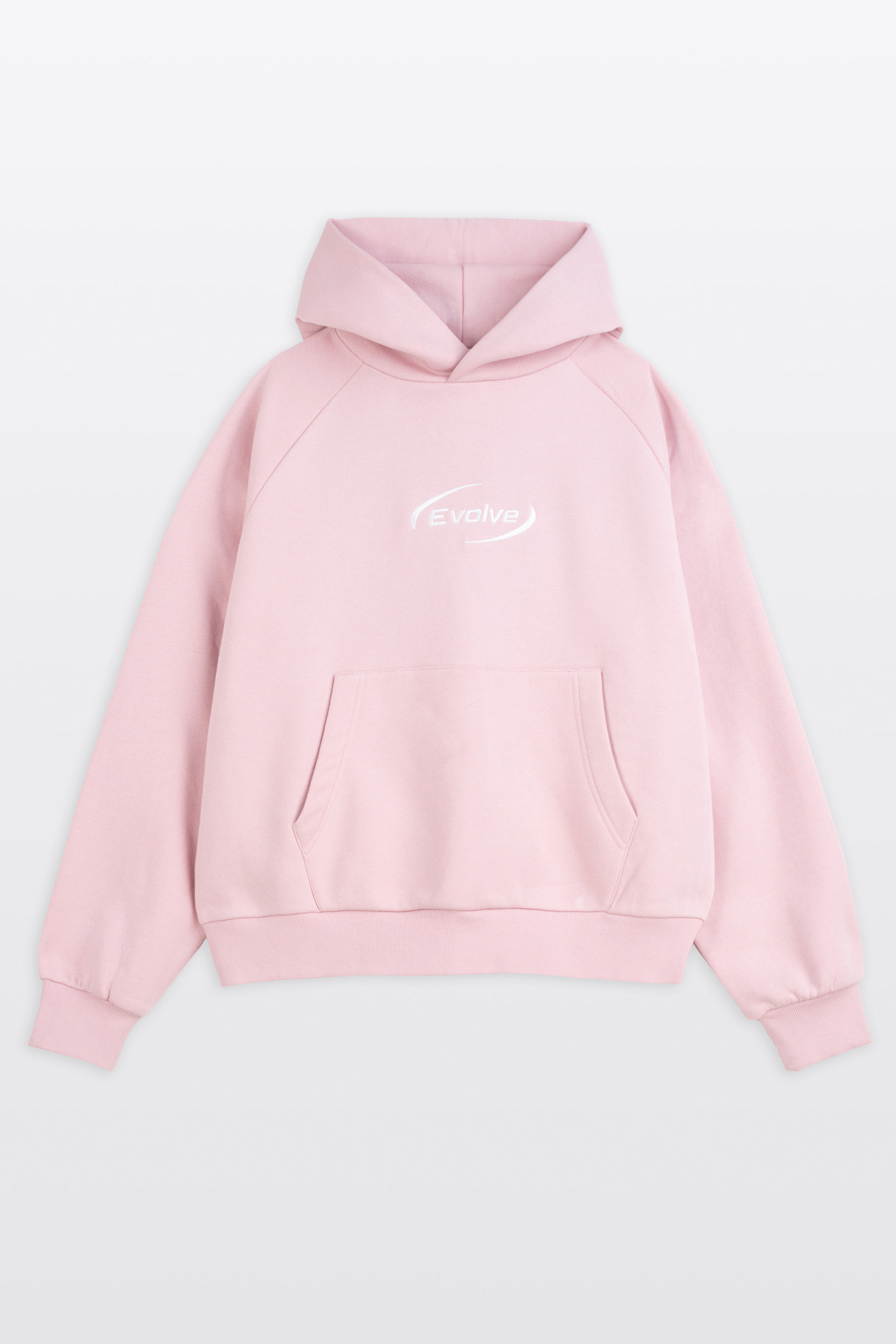 Różowa bluza BOXY z kapturem z minimalistycznym haftem