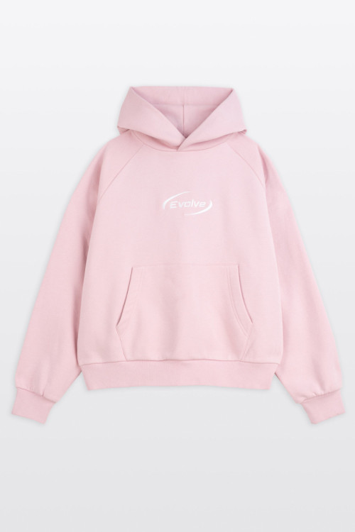 Różowa bluza BOXY z kapturem z minimalistycznym haftem Różowa bluza BOXY z kapturem z minimalistycznym haftem