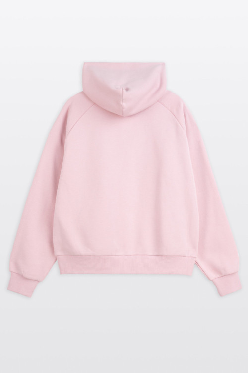 Różowa bluza BOXY z kapturem z minimalistycznym haftem Różowa bluza BOXY z kapturem z minimalistycznym haftem