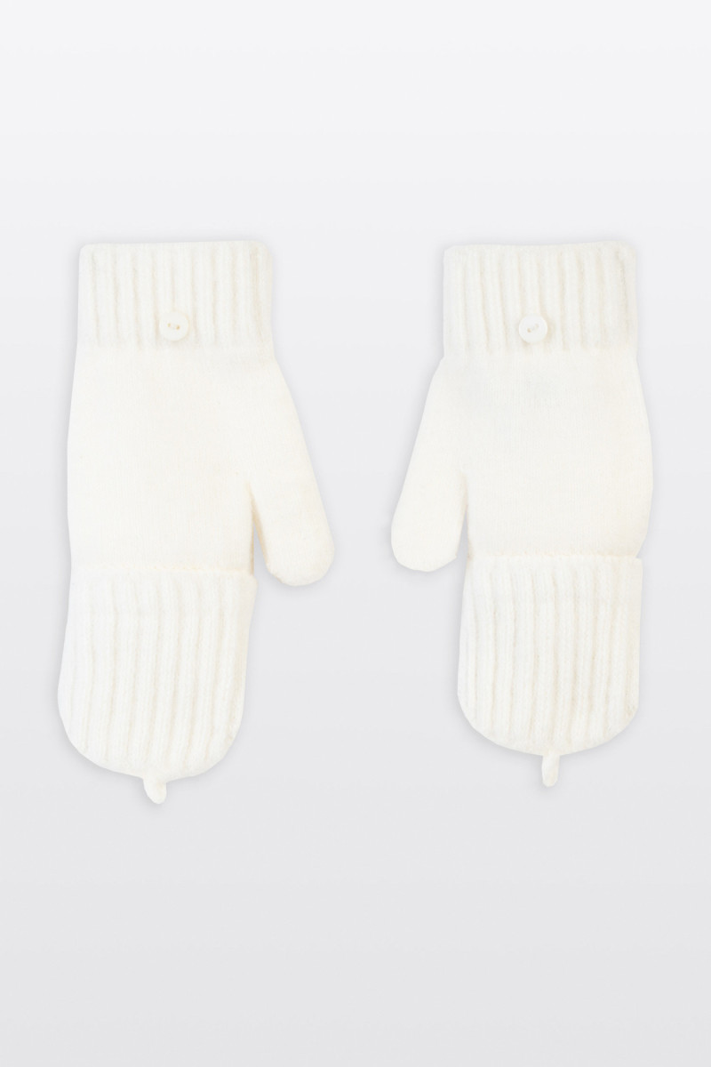 Kremowe rękawiczki z nakładką na palce, kremowy