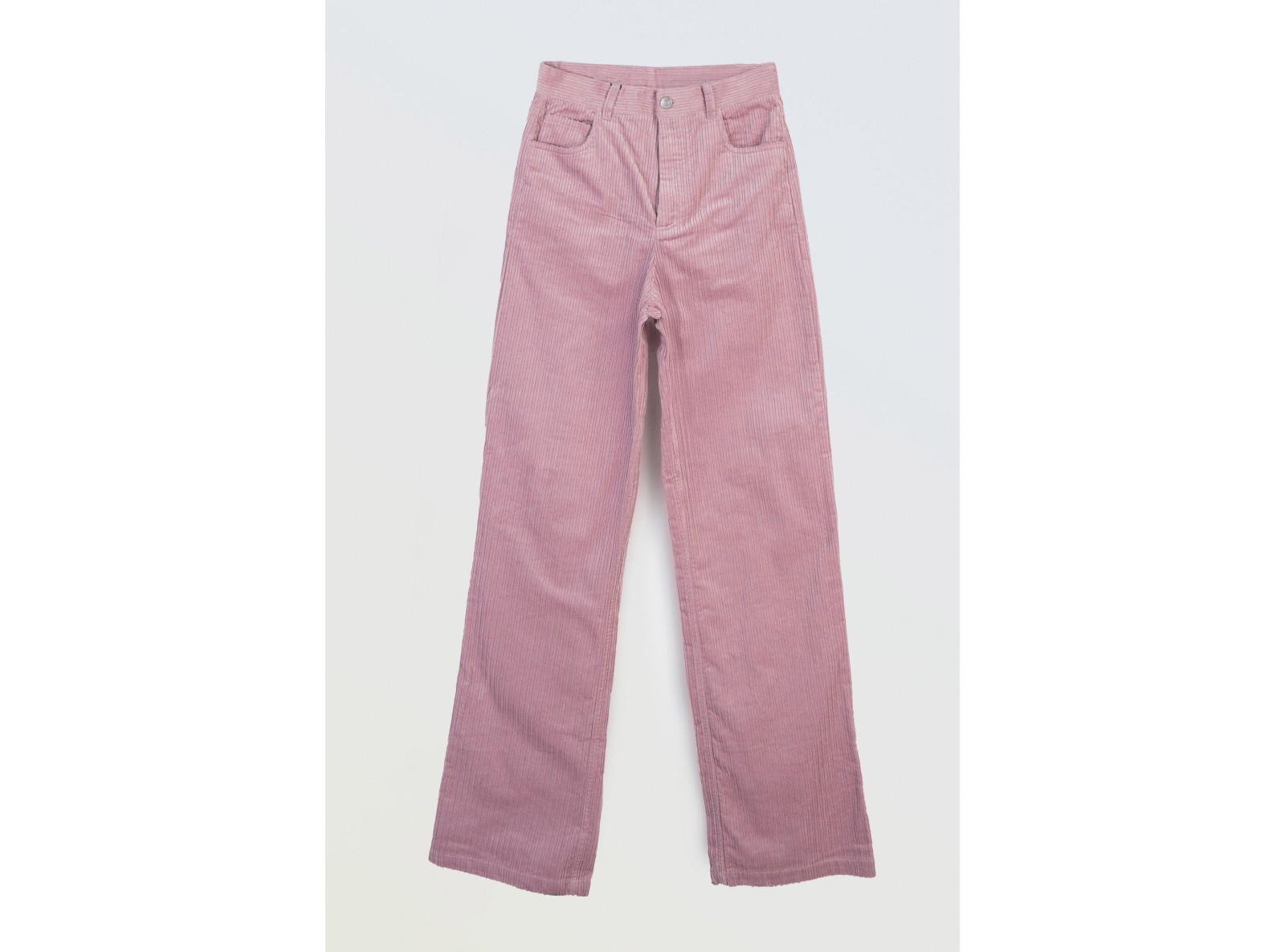 Różowe sztruksowe spodnie z szerokimi nogawkami