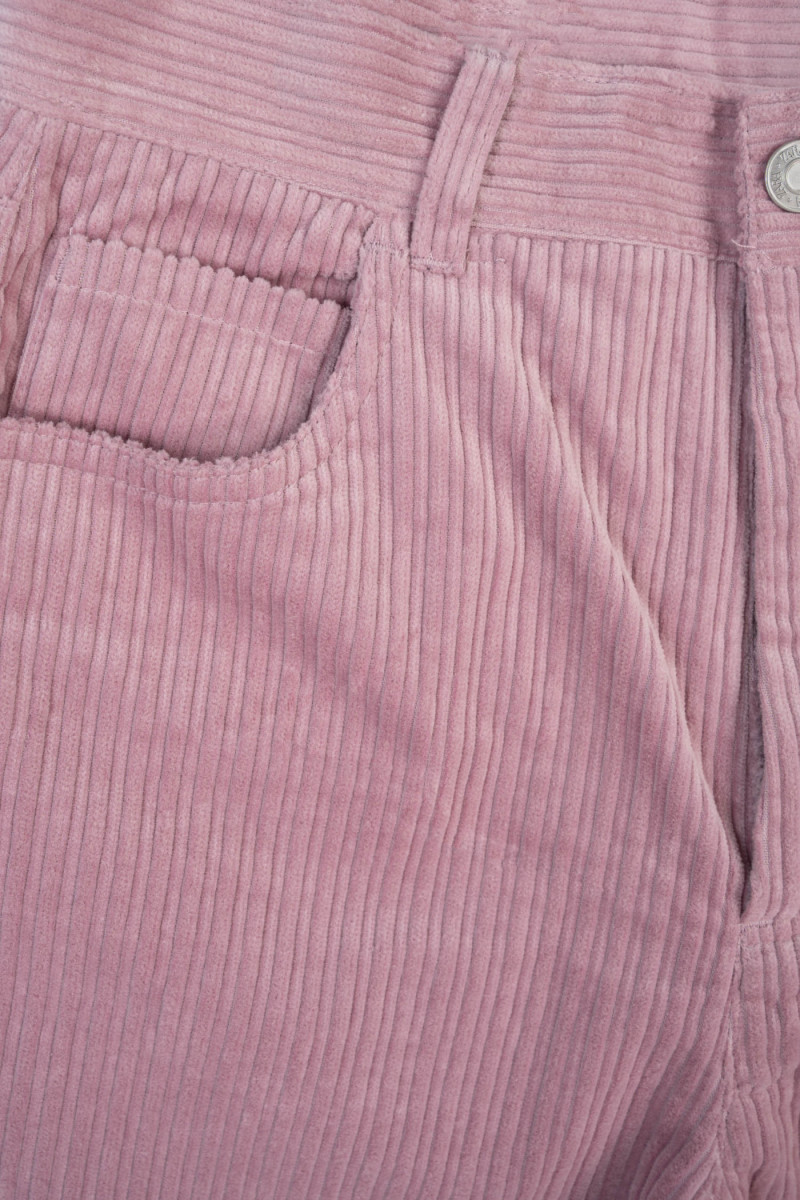Różowe sztruksowe spodnie z szerokimi nogawkami