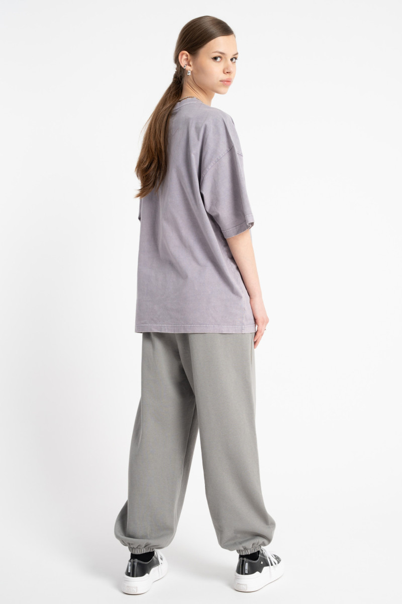 Szare spodnie dresowe OVERSIZE z modnymi cięciami
