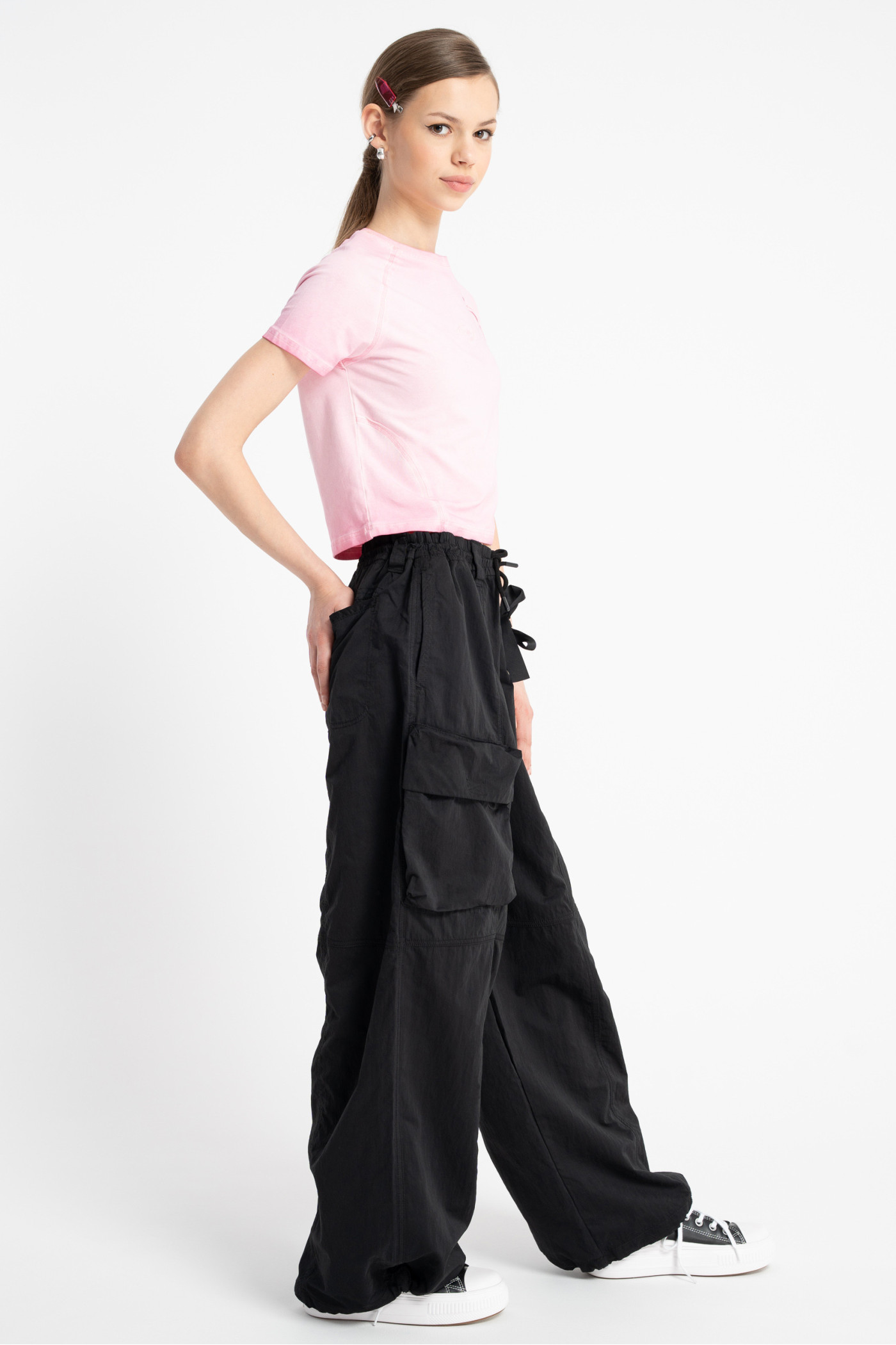 Różowy CROP TOP z efektem sprania Różowy CROP TOP z efektem sprania