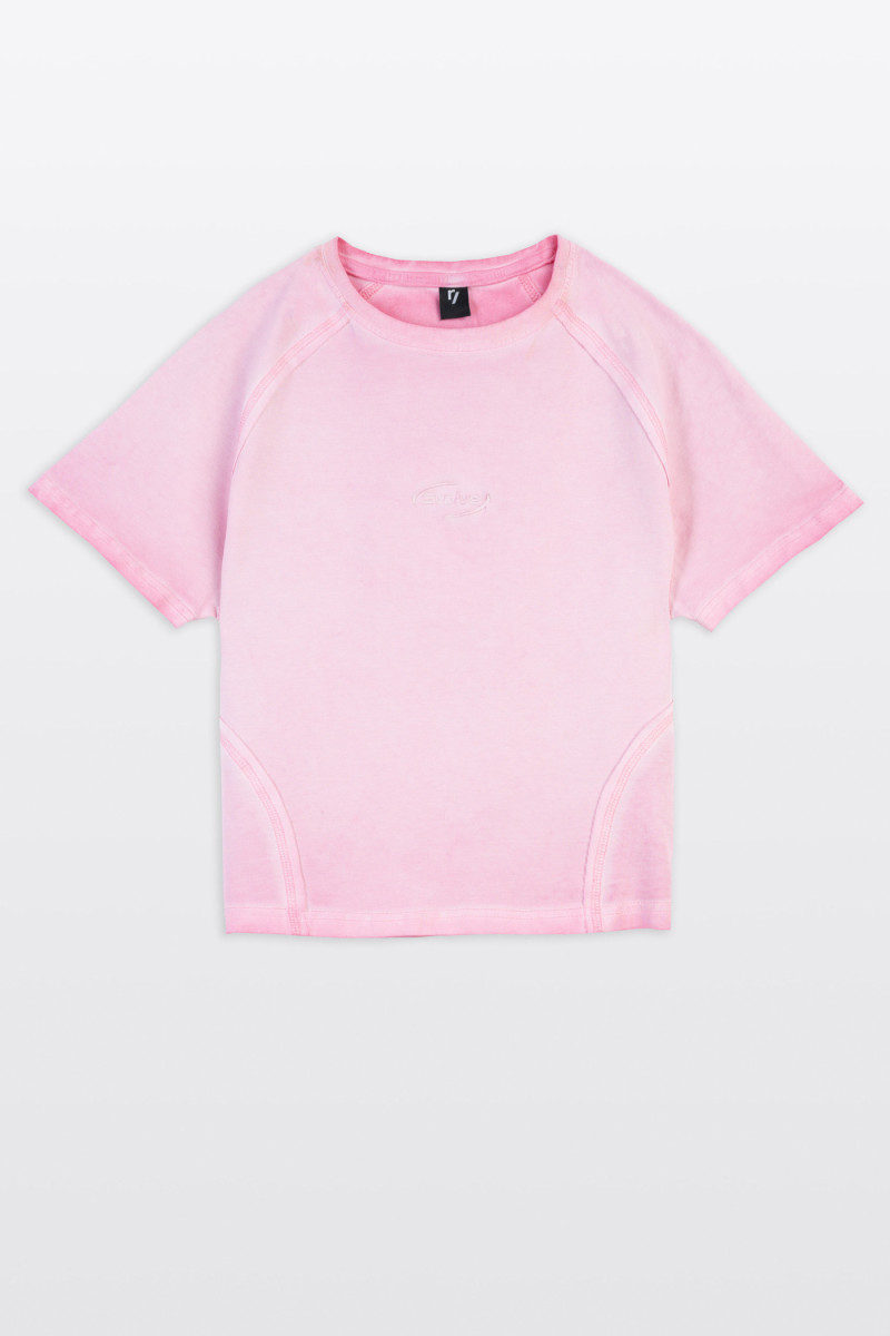 Różowy CROP TOP z efektem sprania Różowy CROP TOP z efektem sprania