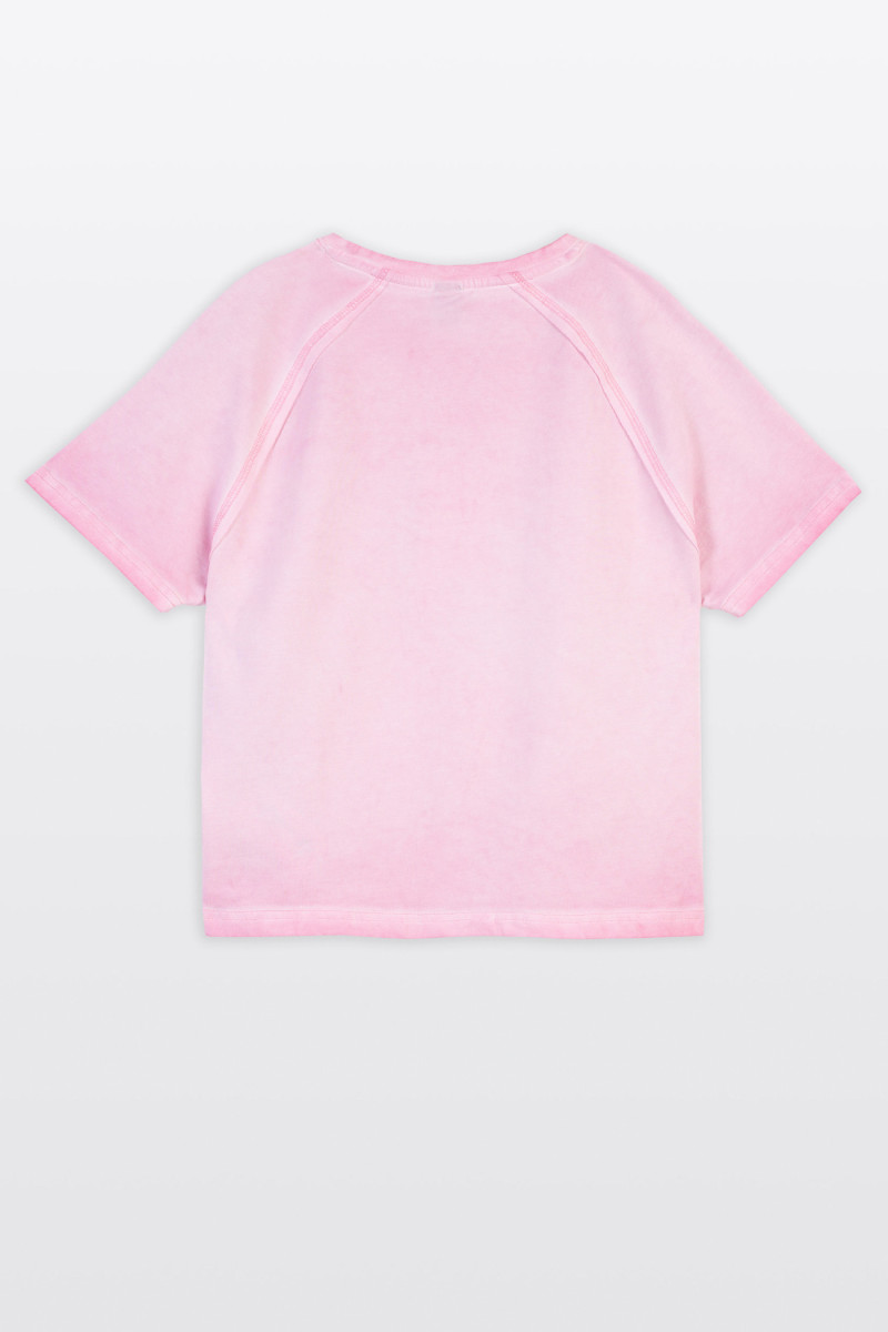 Różowy CROP TOP z efektem sprania Różowy CROP TOP z efektem sprania